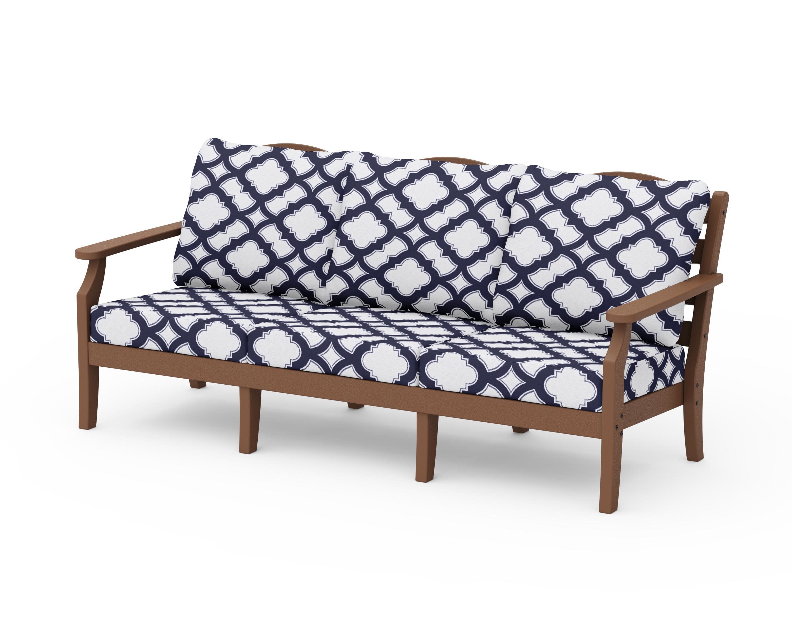 Savannah Deep Seating Sofa in Teak / Trellis Navy