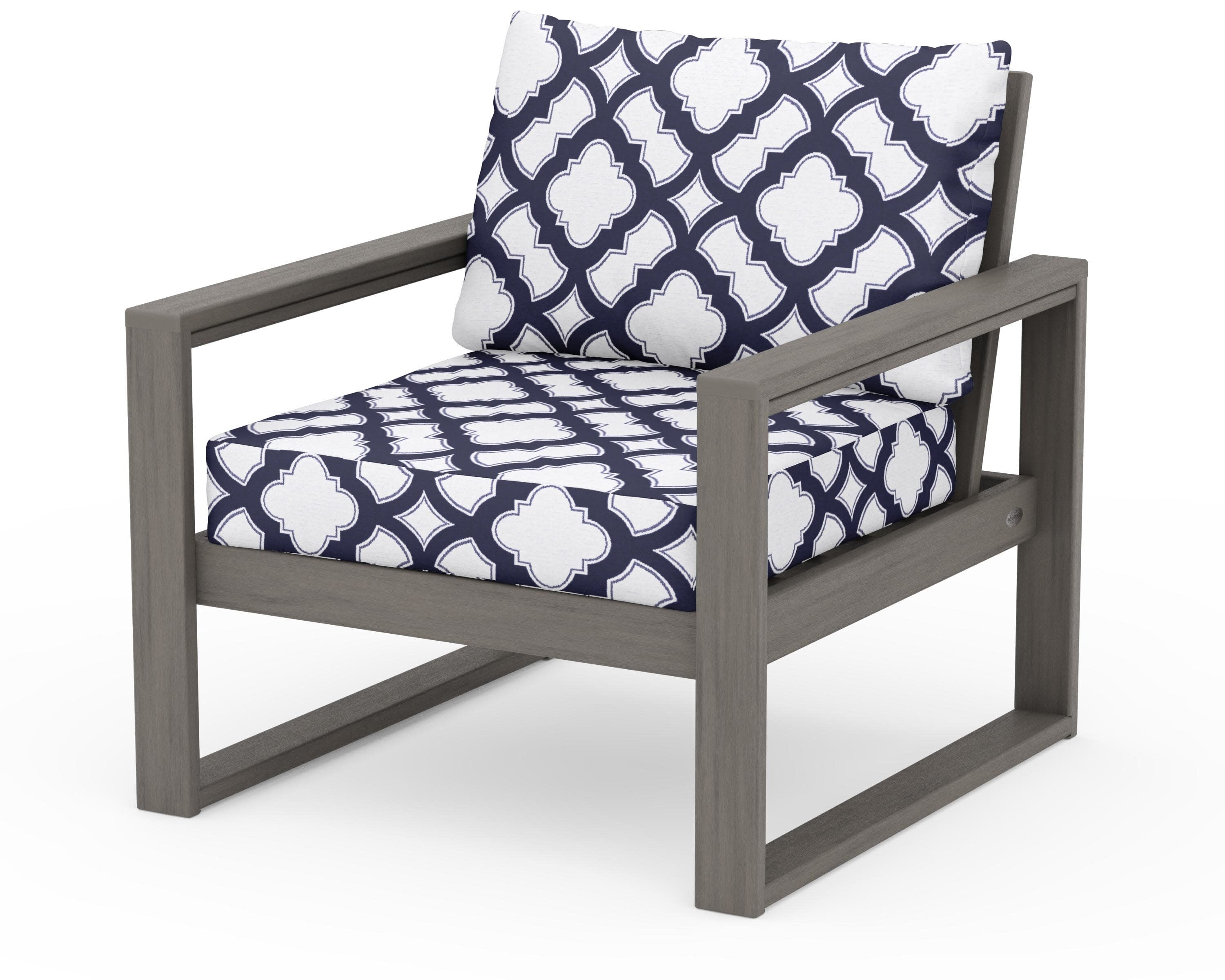 EDGE Club Chair in Driftwood / Trellis Navy