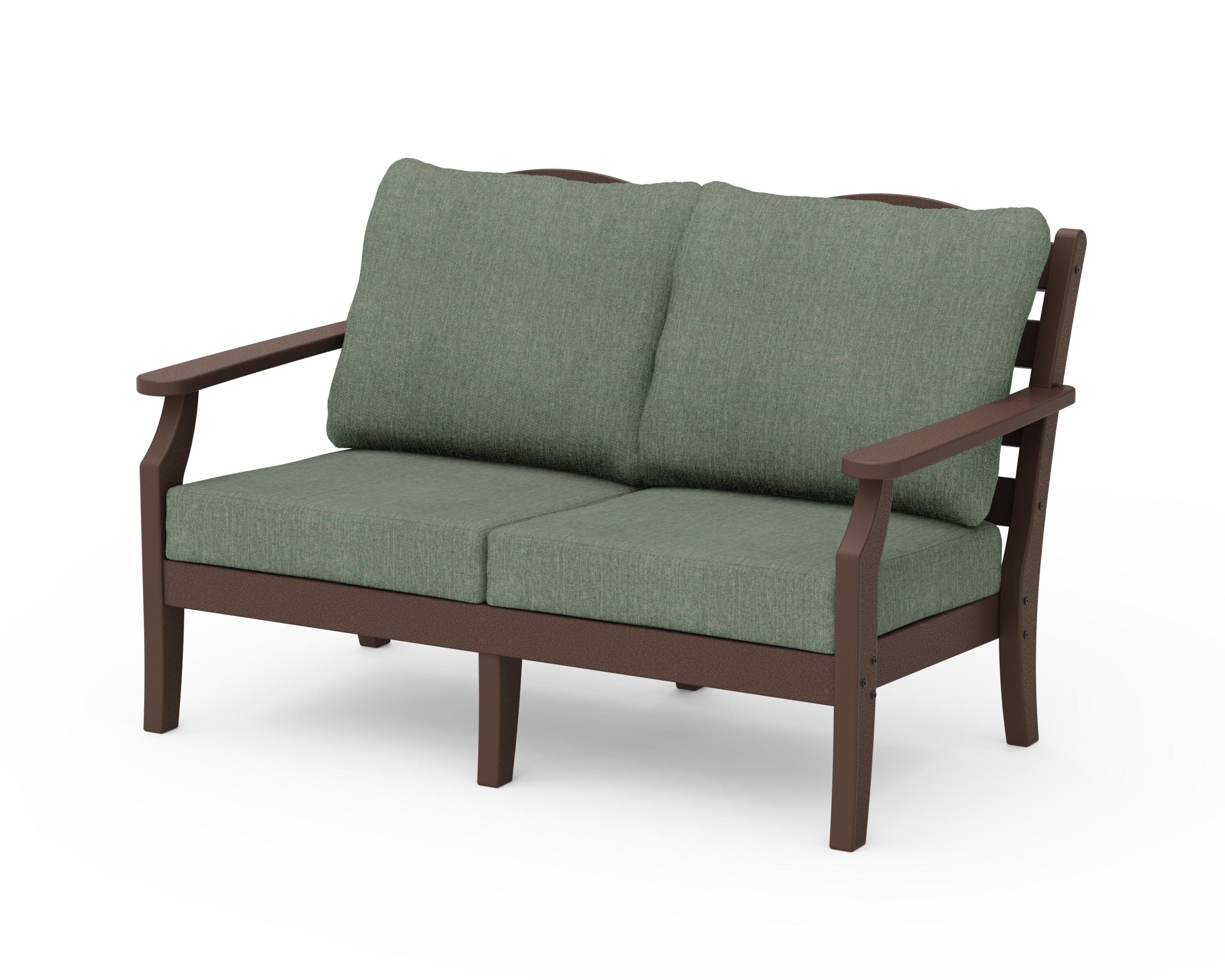 Savannah Deep Seating Loveseat in Mahogany / Cast Sage