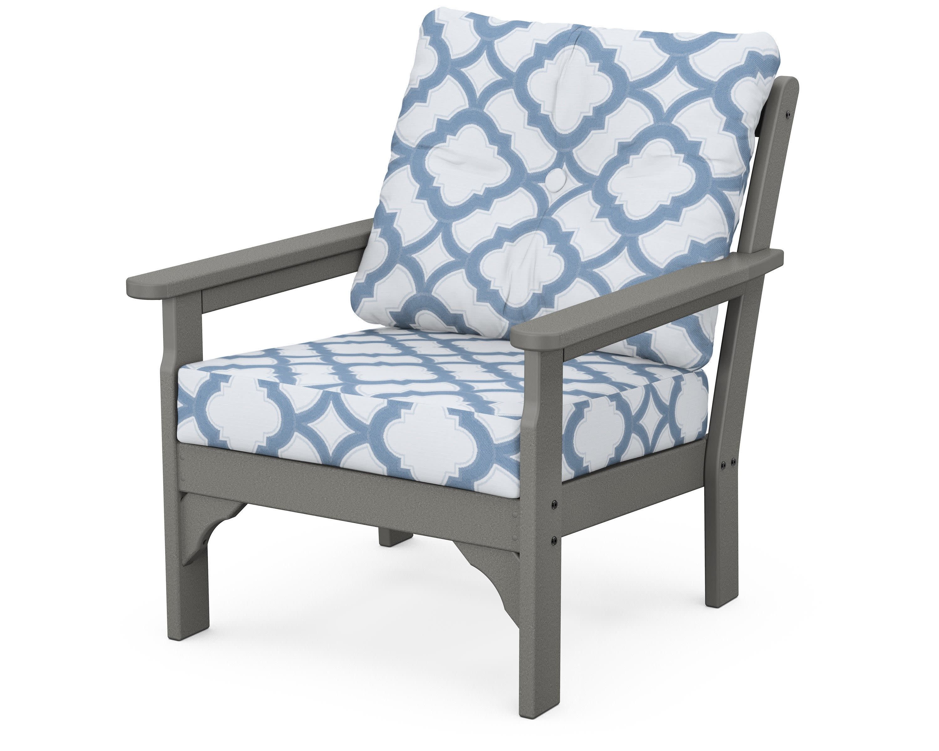 Vineyard Deep Seating Chair in Slate Grey / Trellis Sky Blue