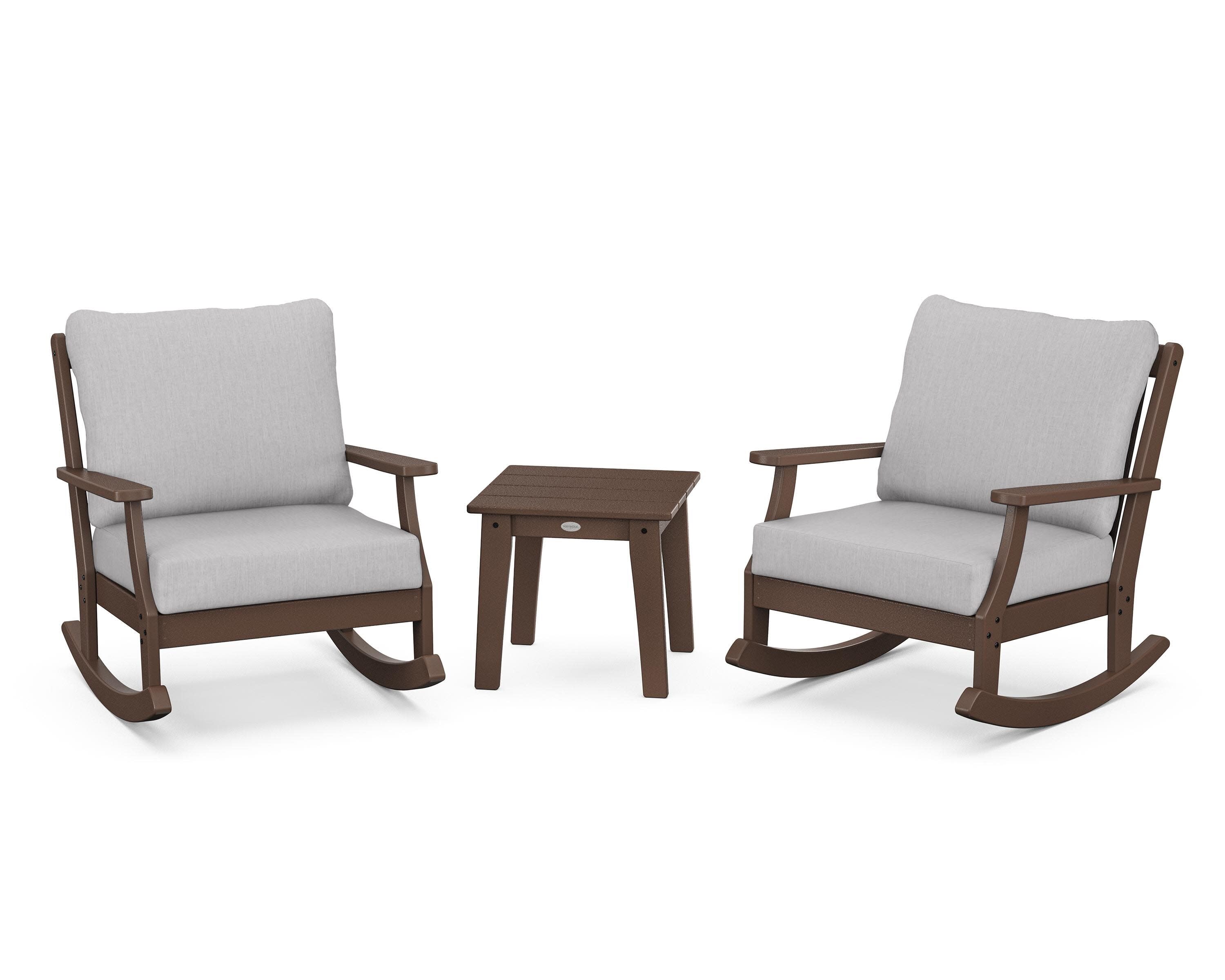 Braxton 3-Piece Deep Seating Rocker Set in Mahogany / Granite