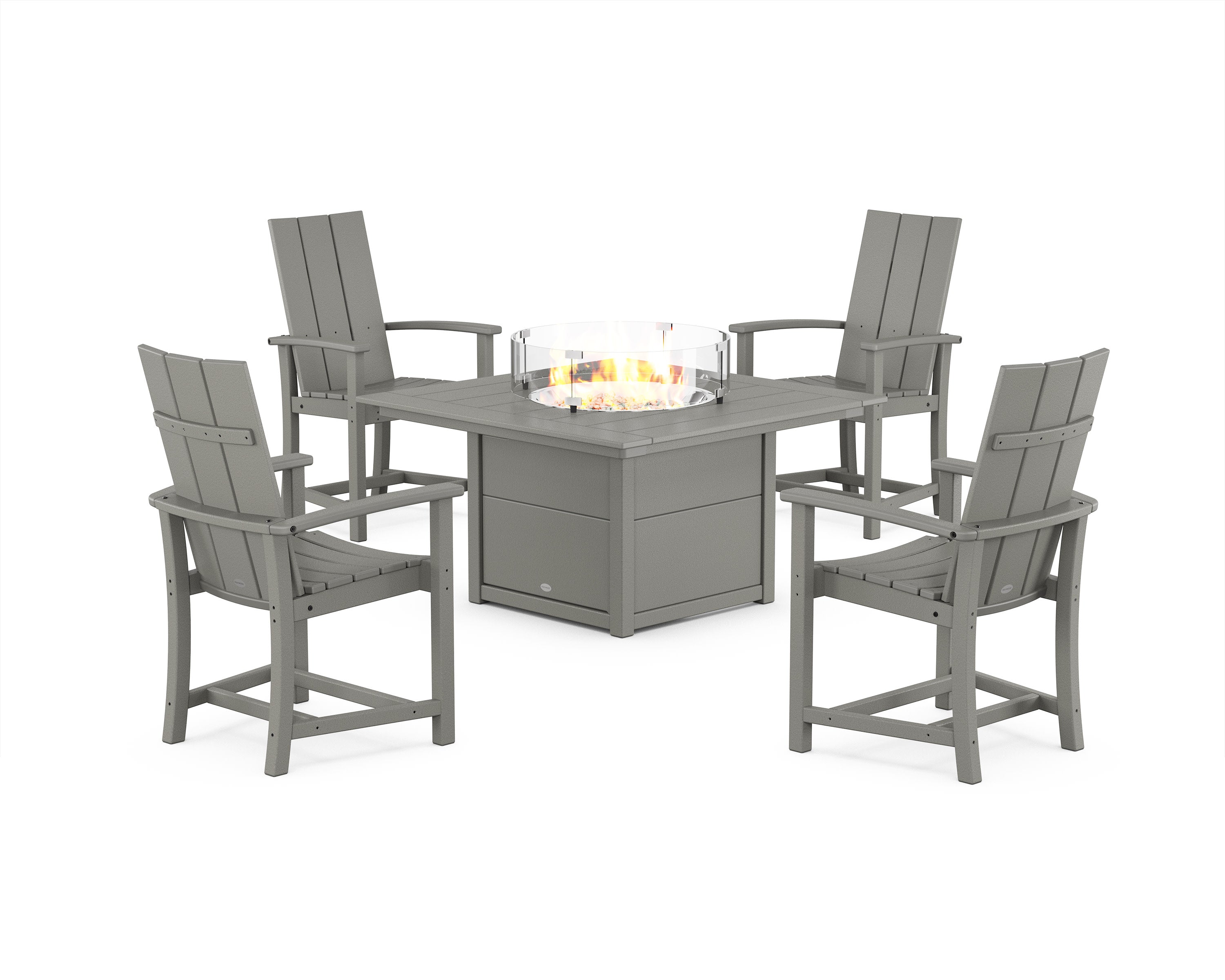 Modern 4-Piece Upright Adirondack Conversation Set with Fire Pit Table