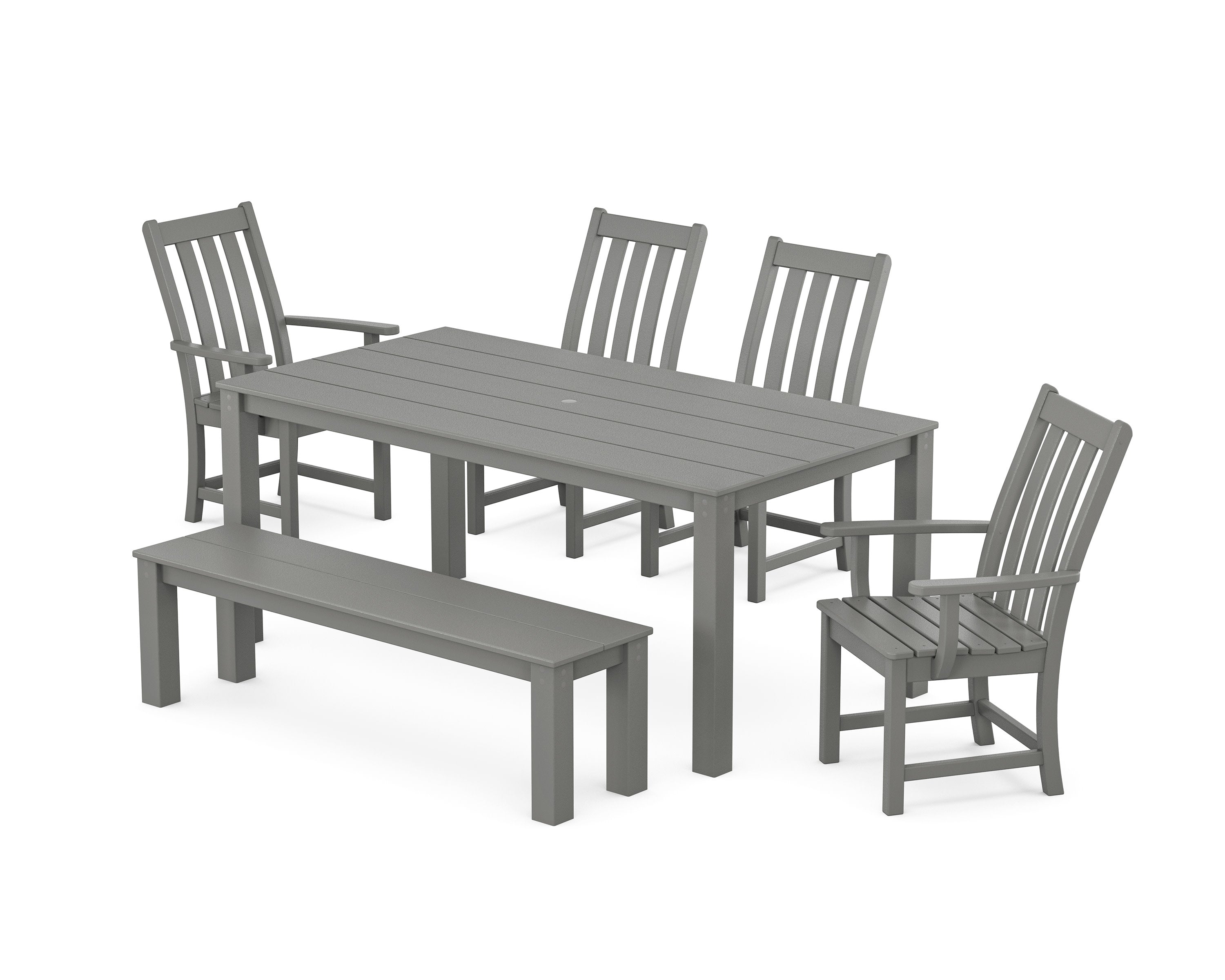 Vineyard 6-Piece Parsons Dining Set with Bench in Slate Grey