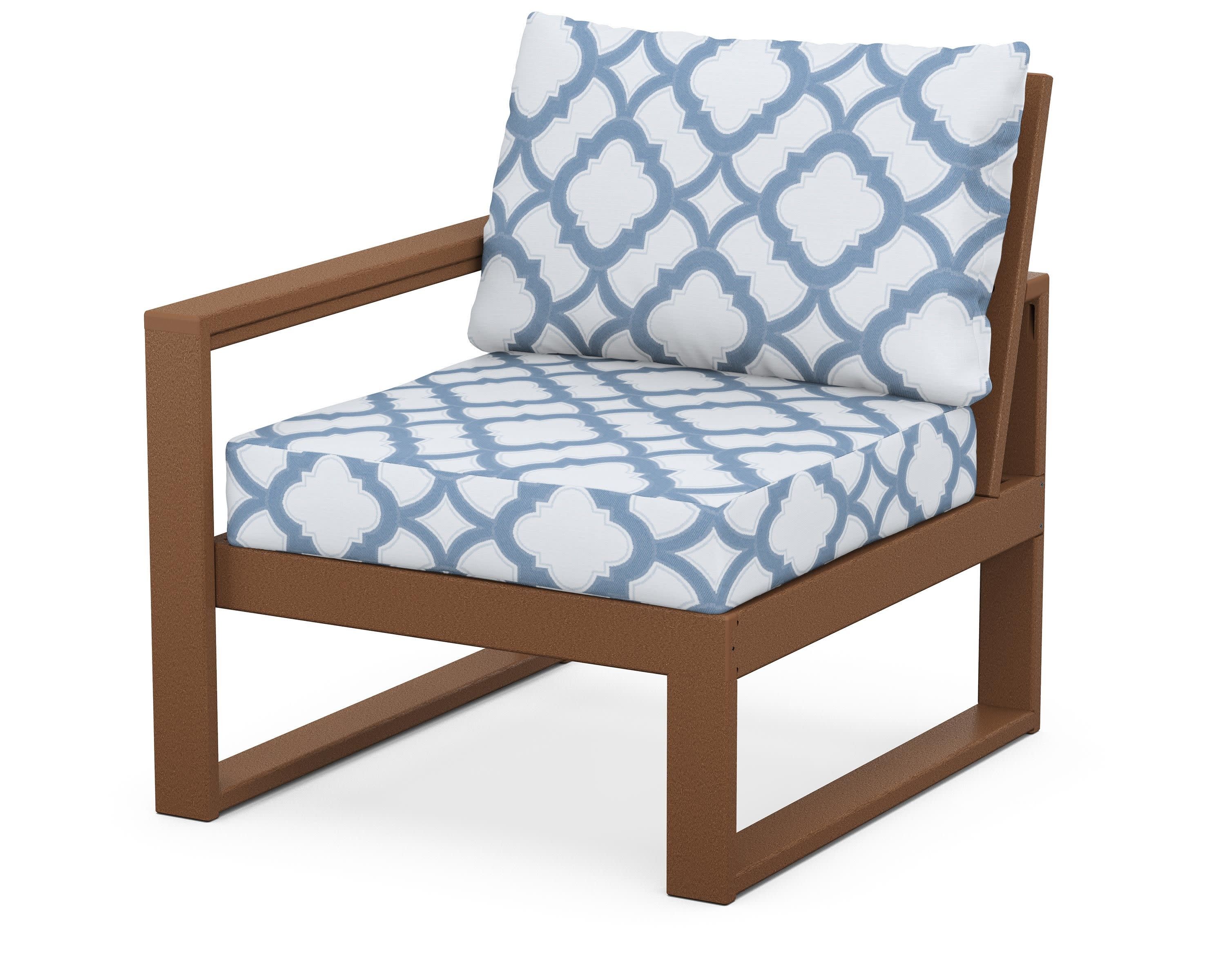 EDGE Modular Left Arm Chair in Teak / Trellis Sky Blue