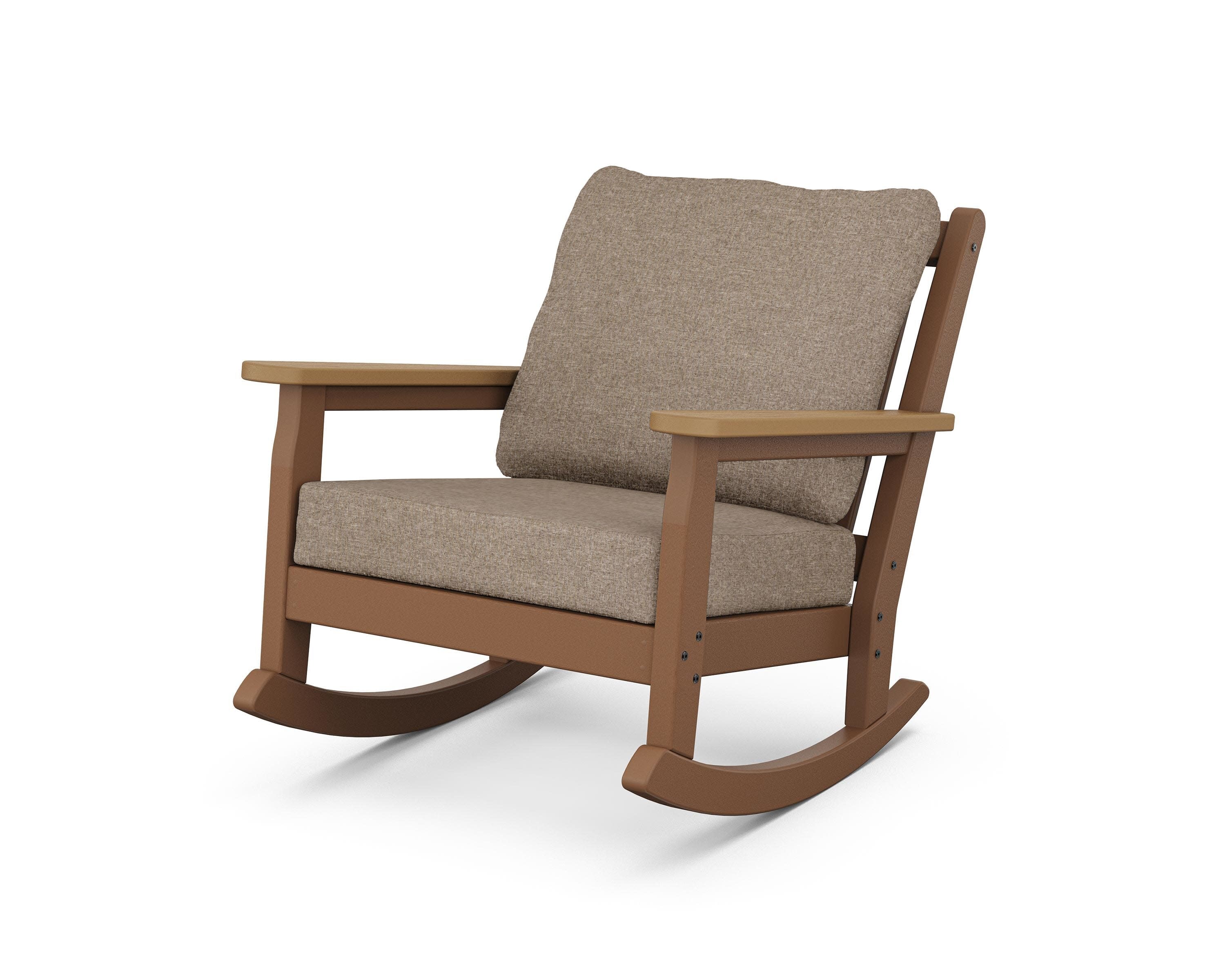 Chippendale Deep Seating Rocking Chair in Teak / Natural / Spiced Burlap