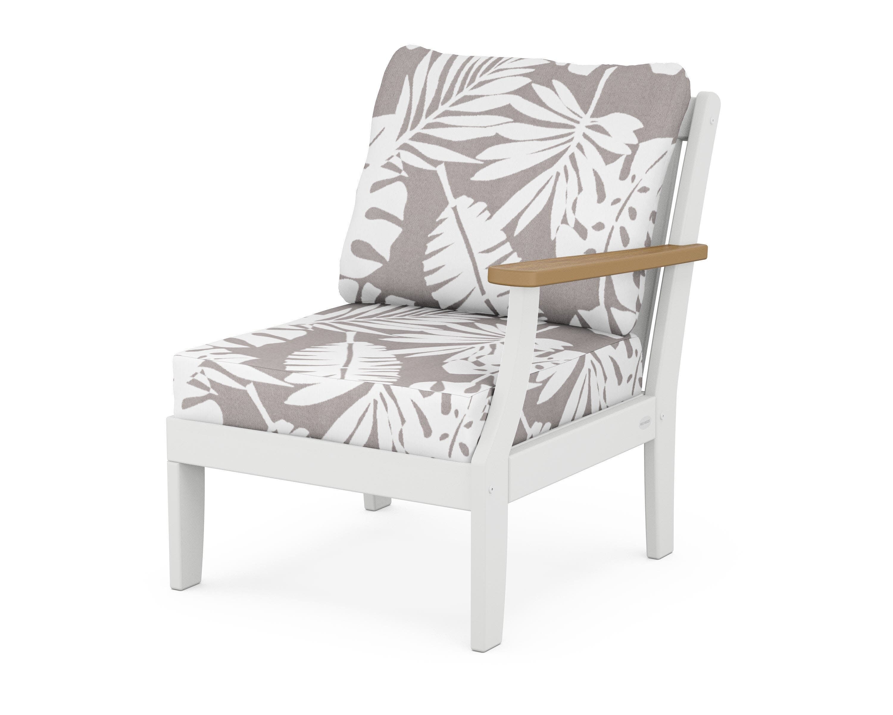 Braxton Modular Right Arm Chair in White / Natural / Leaf Grey Mist
