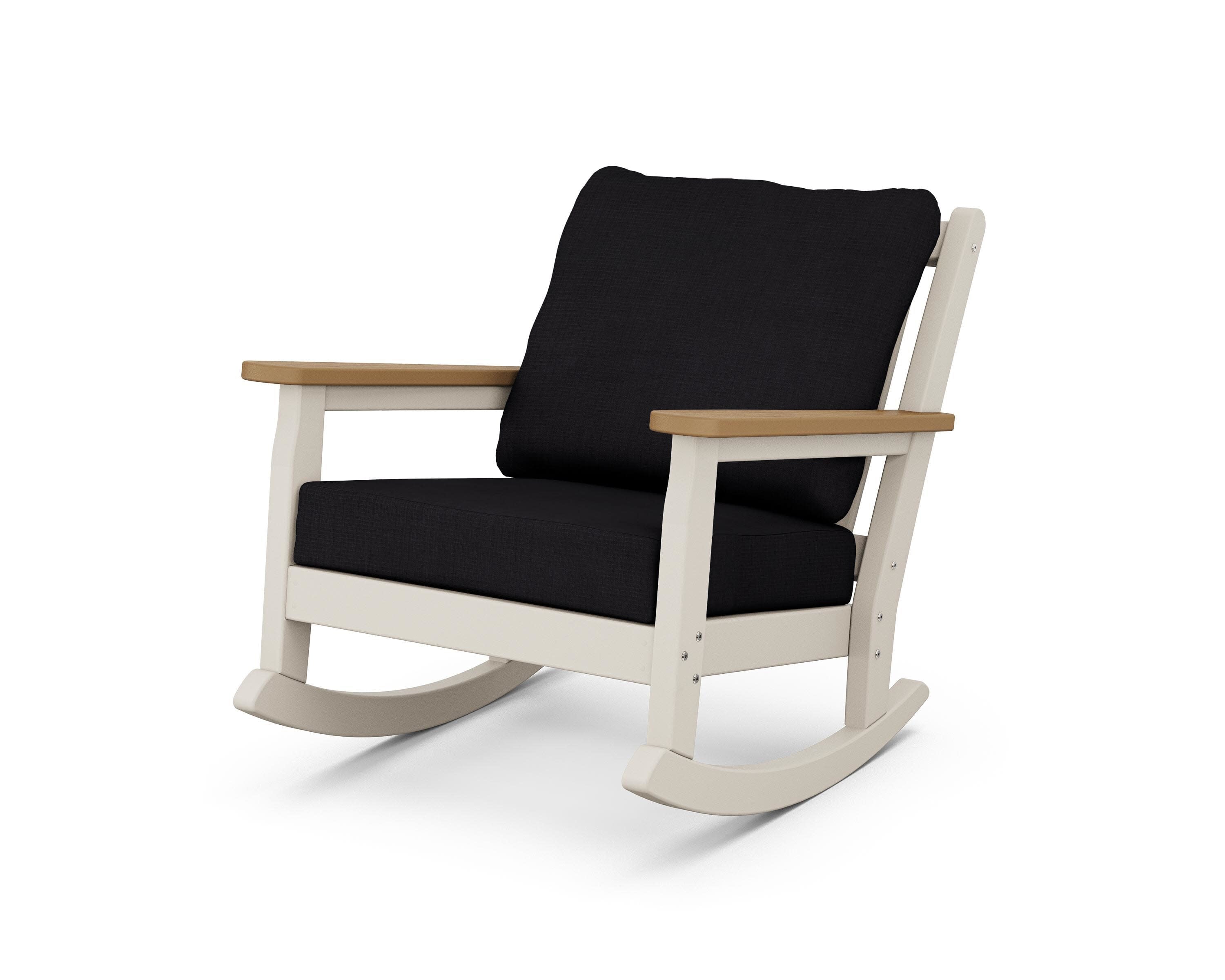 Chippendale Deep Seating Rocking Chair in Sand / Natural / Midnight Linen