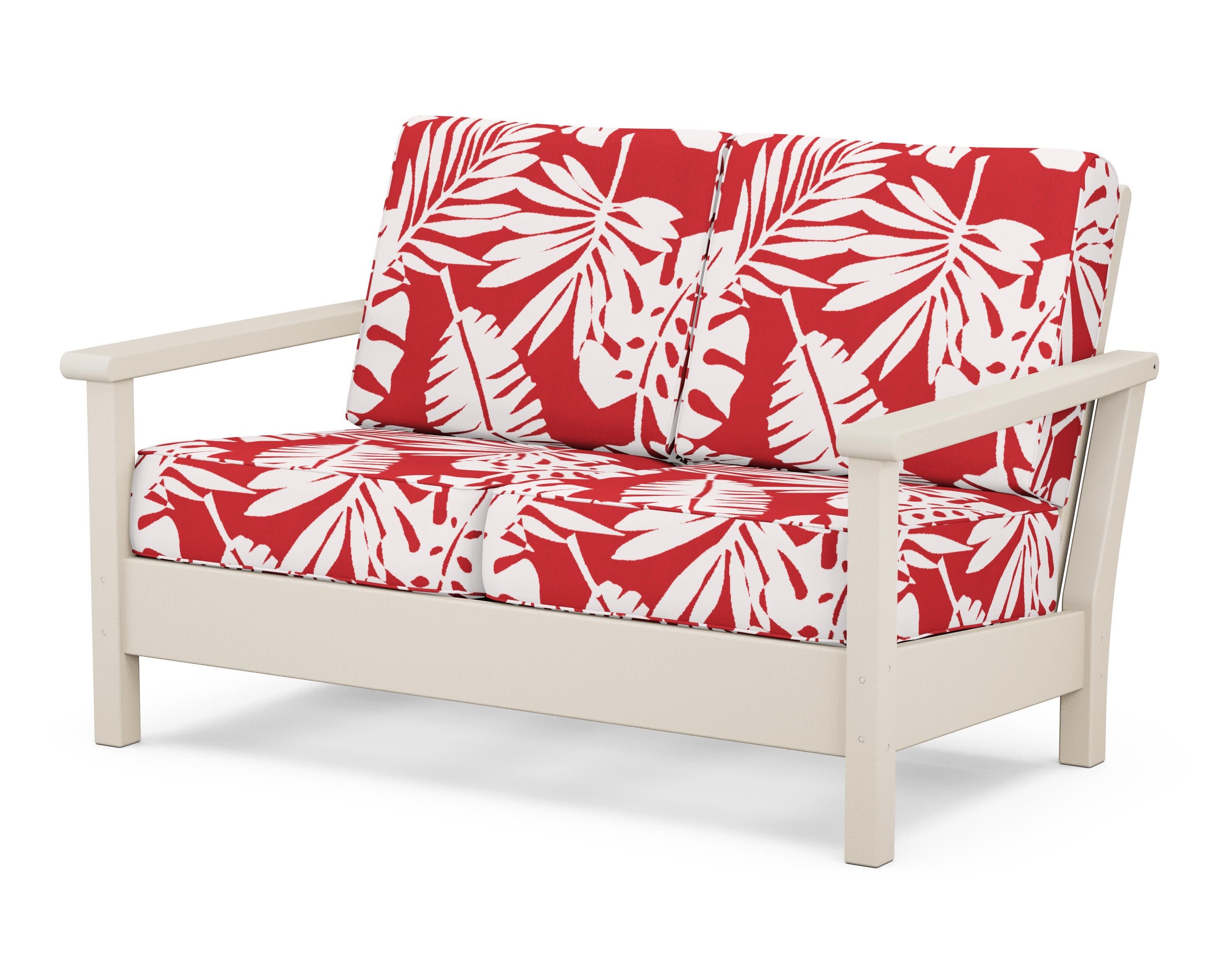 Harbour Deep Seating Loveseat in Sand / Leaf Crimson