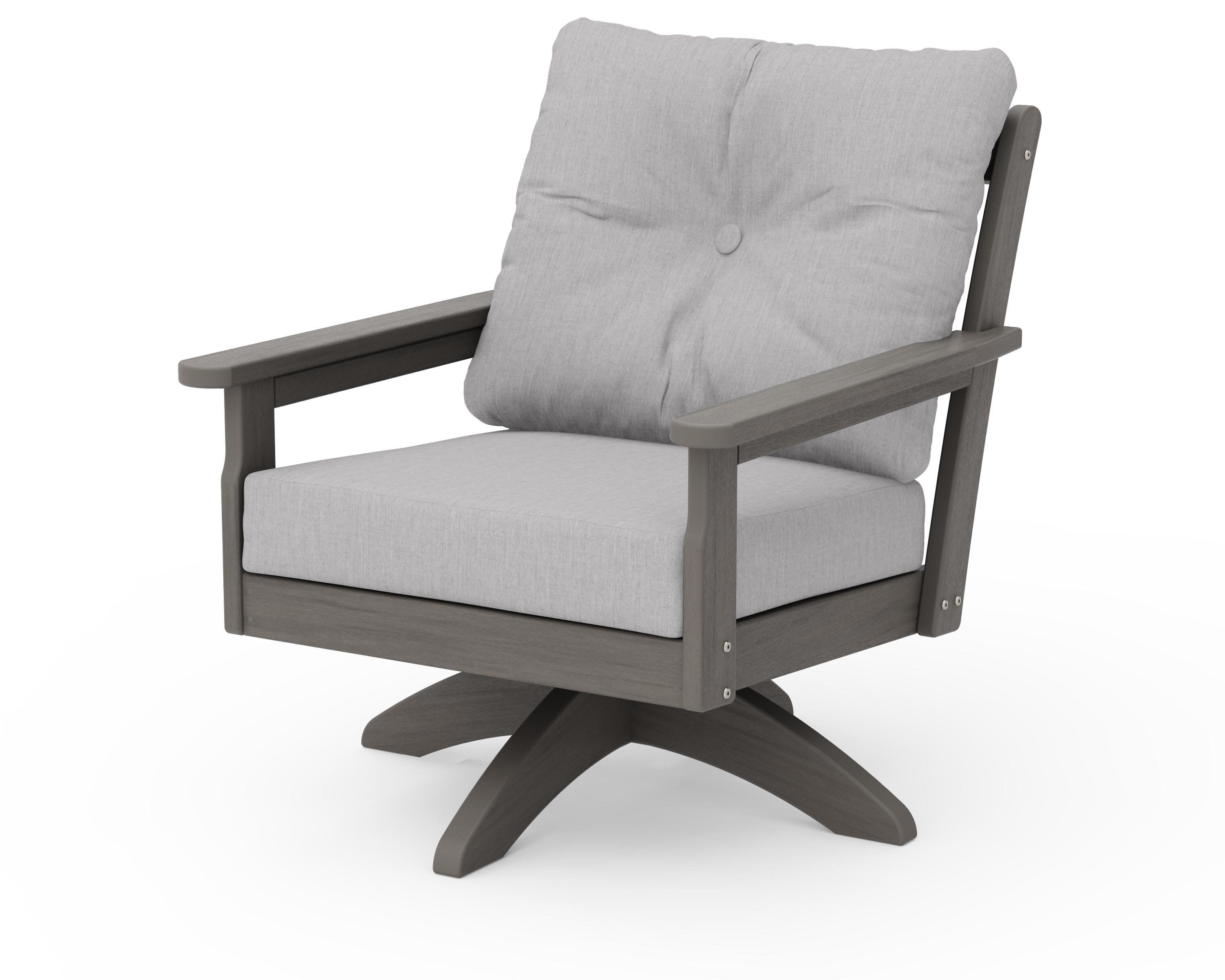Vineyard Deep Seating Swivel Chair in Driftwood / Granite