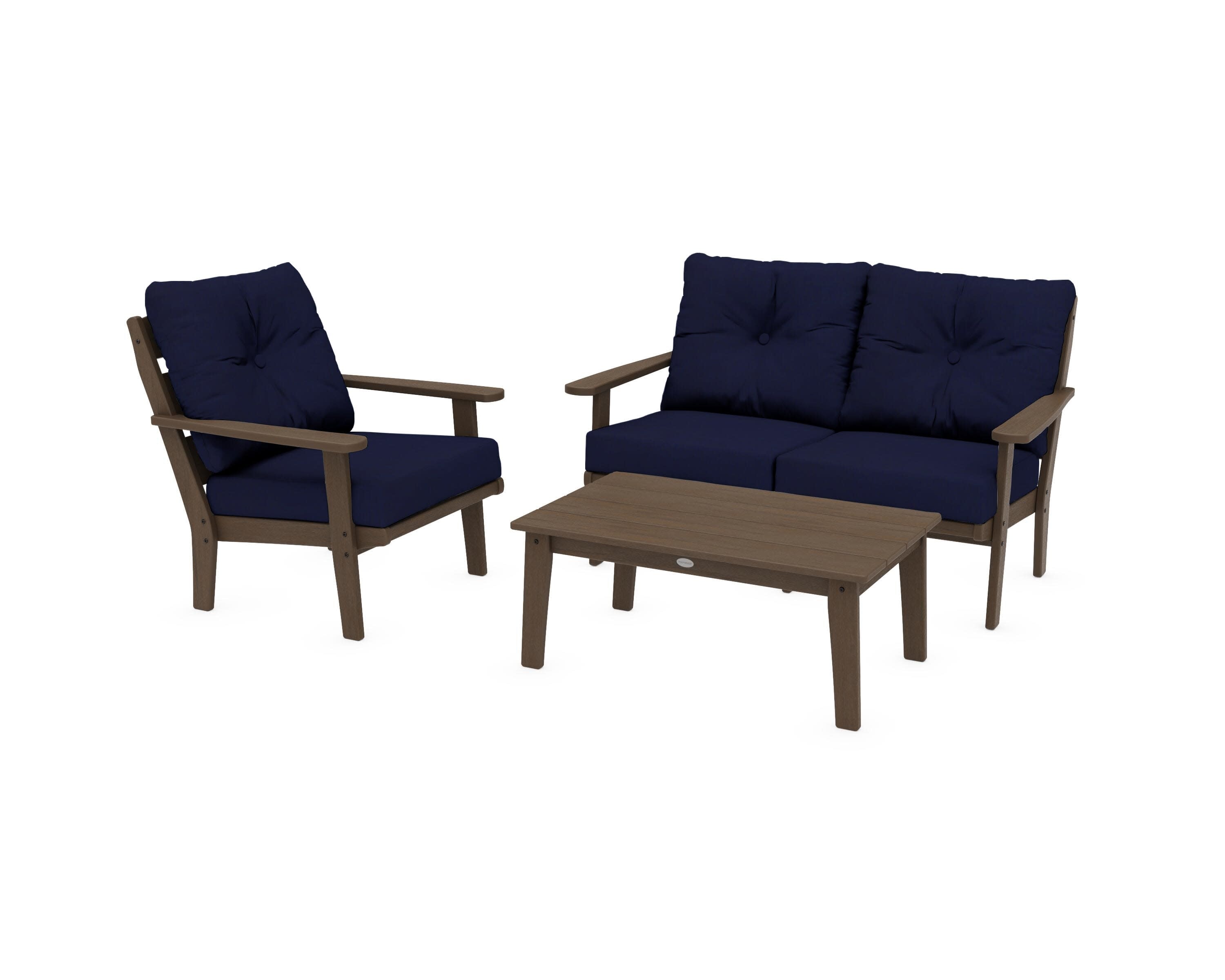 Lakeside 3-Piece Deep Seating Set in Kona / Navy