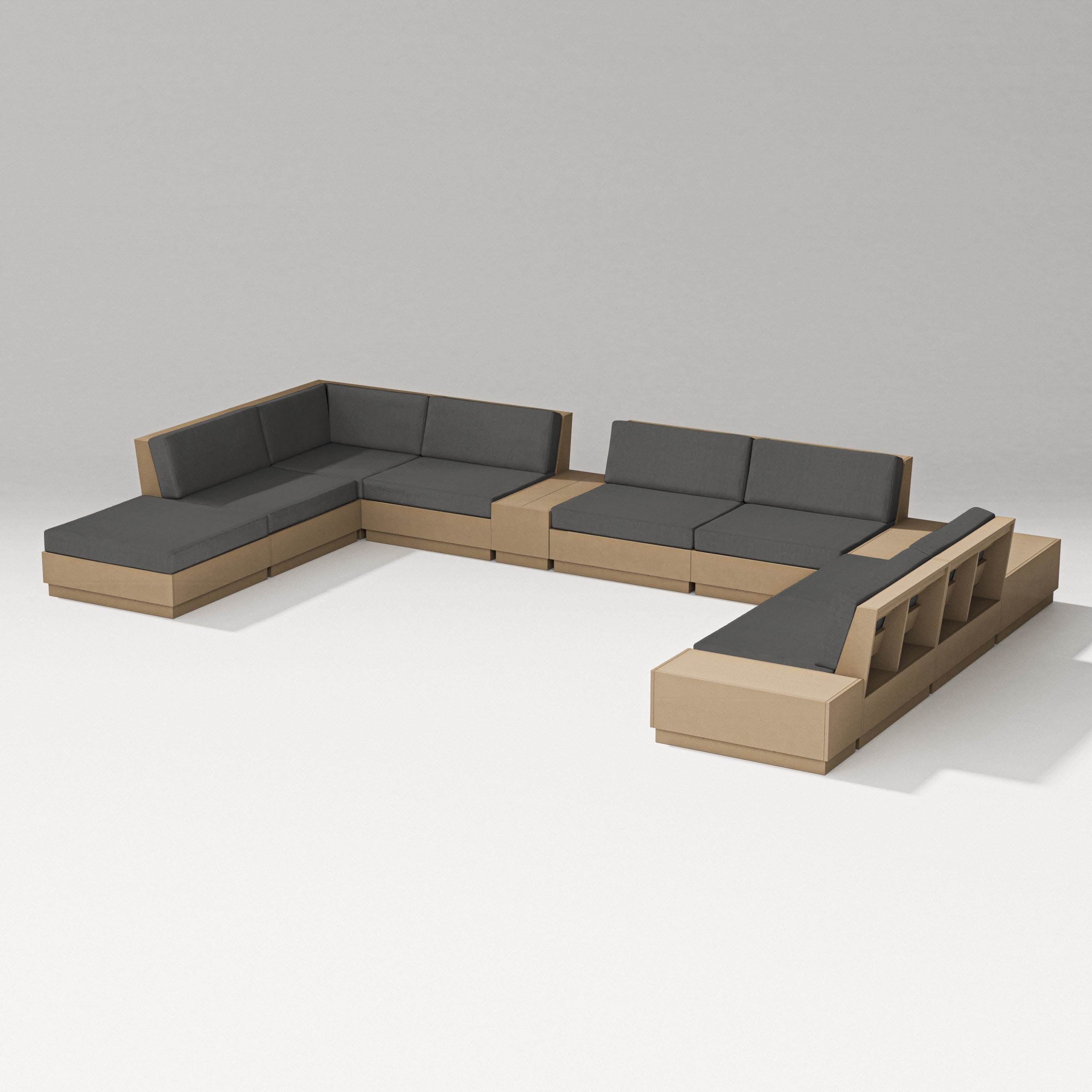 Elevate 11-Piece Conversation Sectional Set in Vintage Sahara / Spectrum Carbon