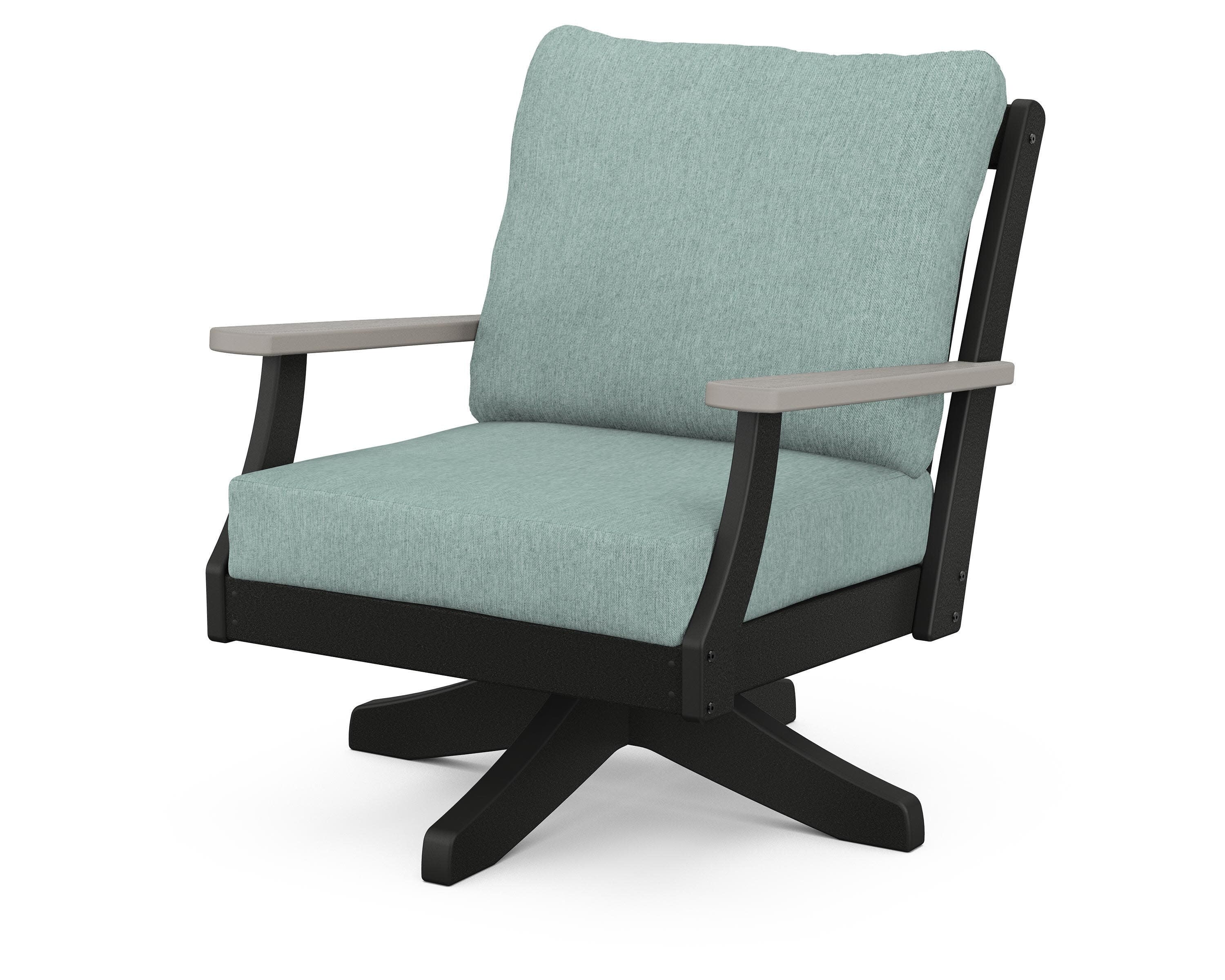 Braxton Deep Seating Swivel Chair in Black / Driftwood / Glacier Spa