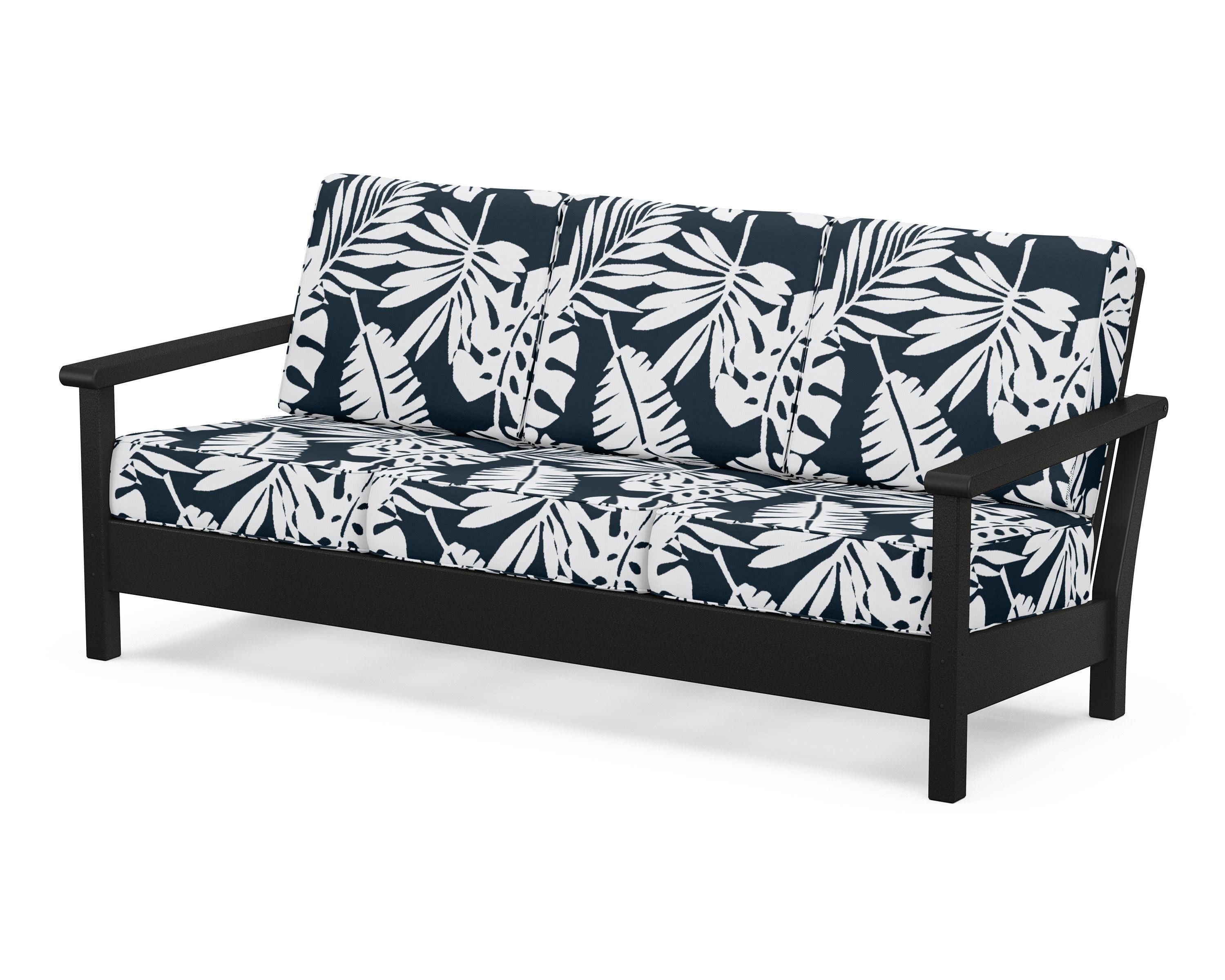 Harbour Deep Seating Sofa in Black / Leaf Marine Indigo