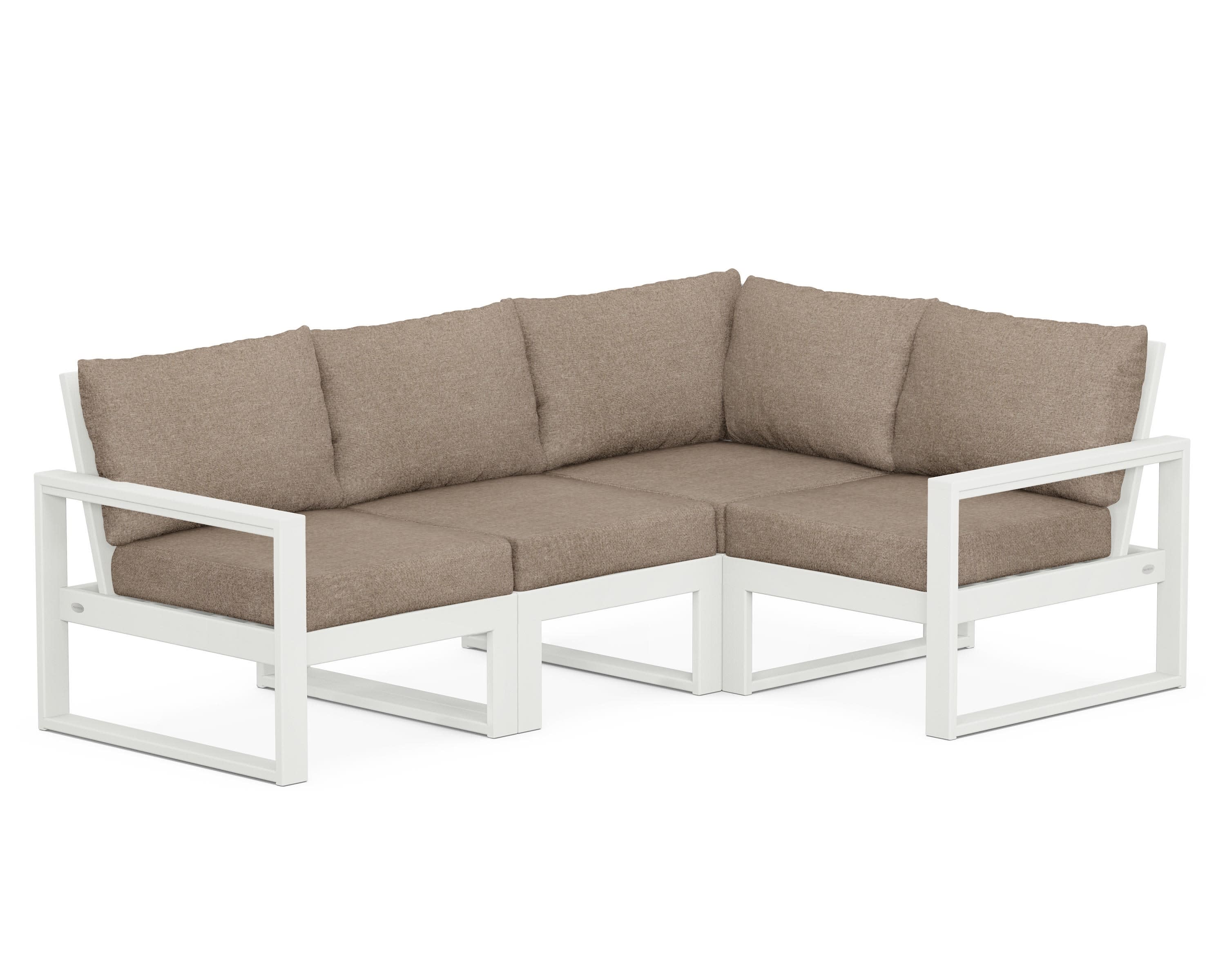 EDGE 4-Piece Modular Deep Seating Set in Vintage White / Spiced Burlap