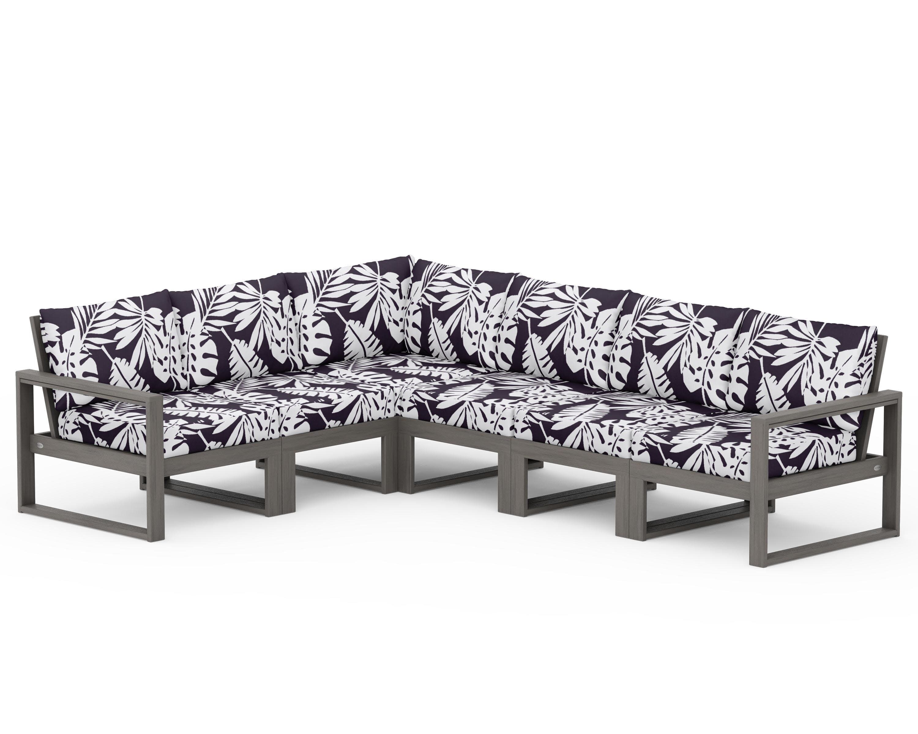 EDGE 6-Piece Modular Deep Seating Set in Driftwood / Leaf Navy