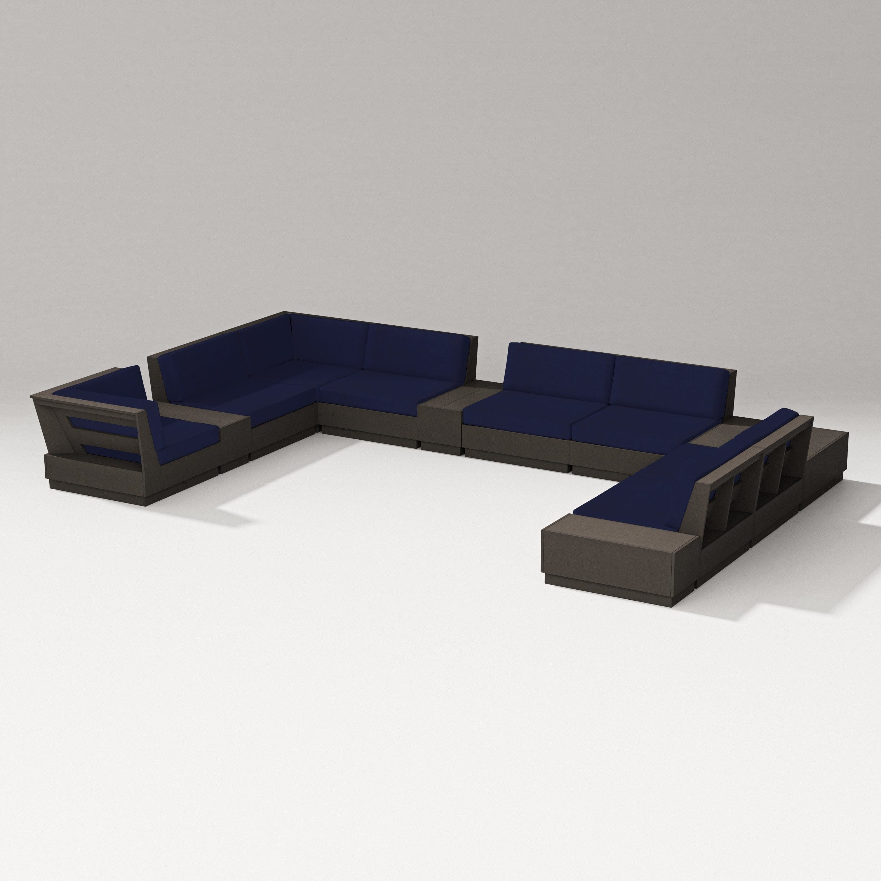 Elevate 12-Piece Conversation Sectional Set in Vintage Coffee / Navy