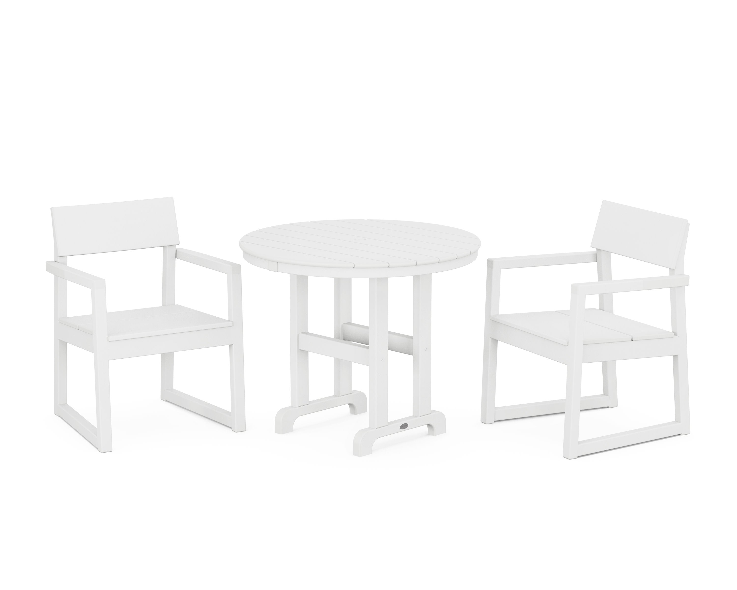 EDGE 3-Piece Round Dining Set in White