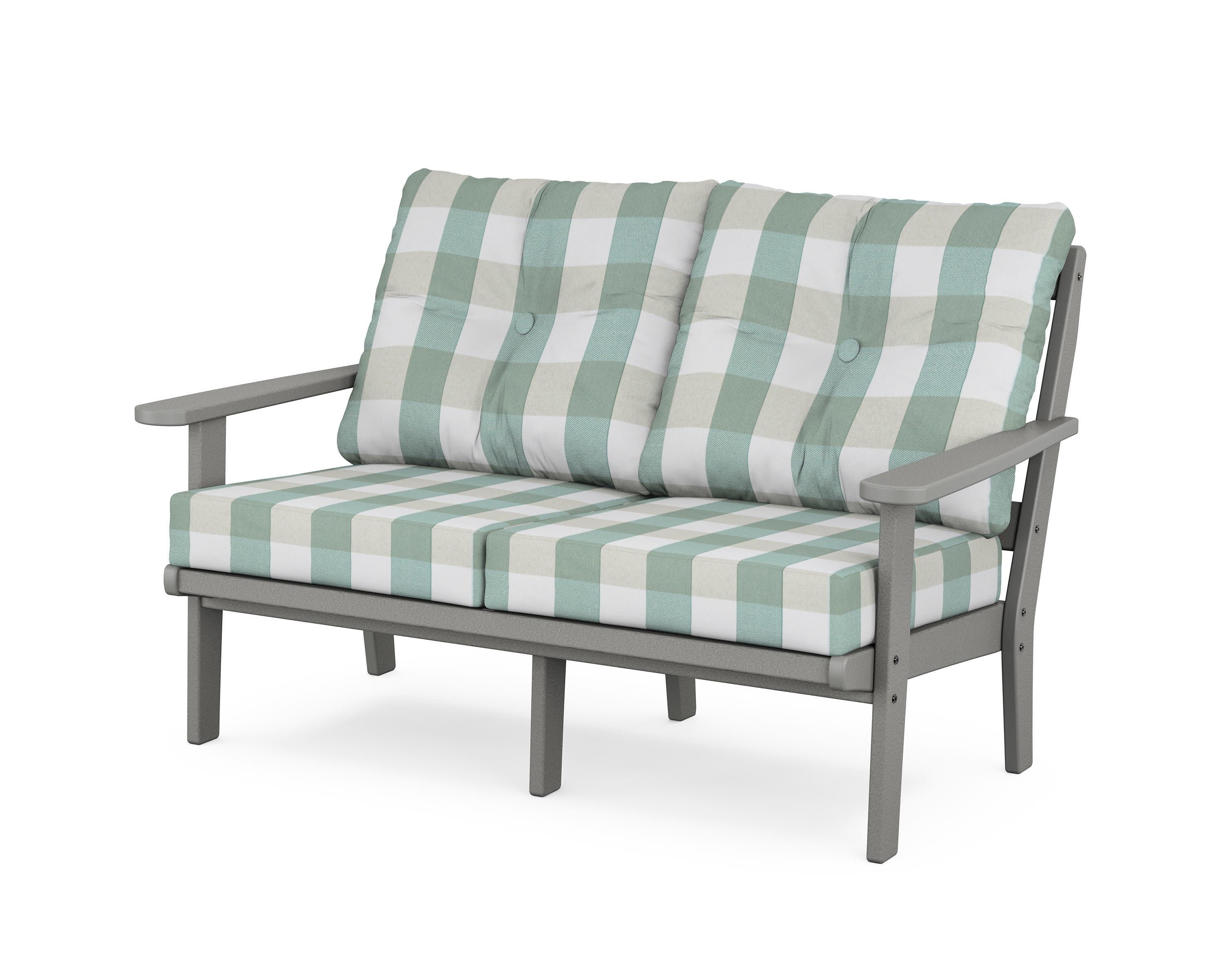 Mission Deep SeatingLoveseat in Slate Grey / Buffalo Plaid Glacier Spa