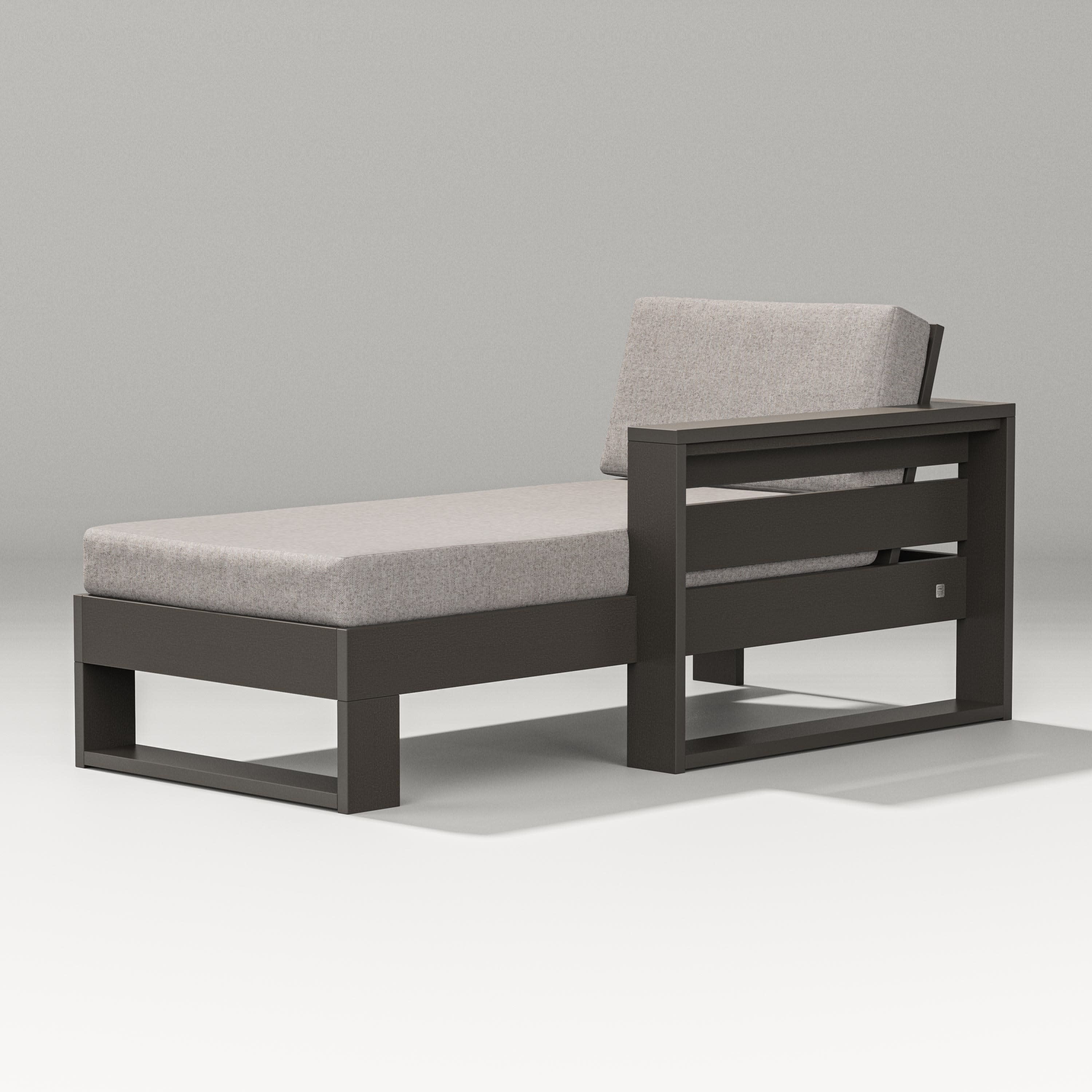 Latitude Modular Right Arm Chaise in Vintage Coffee / Weathered Tweed