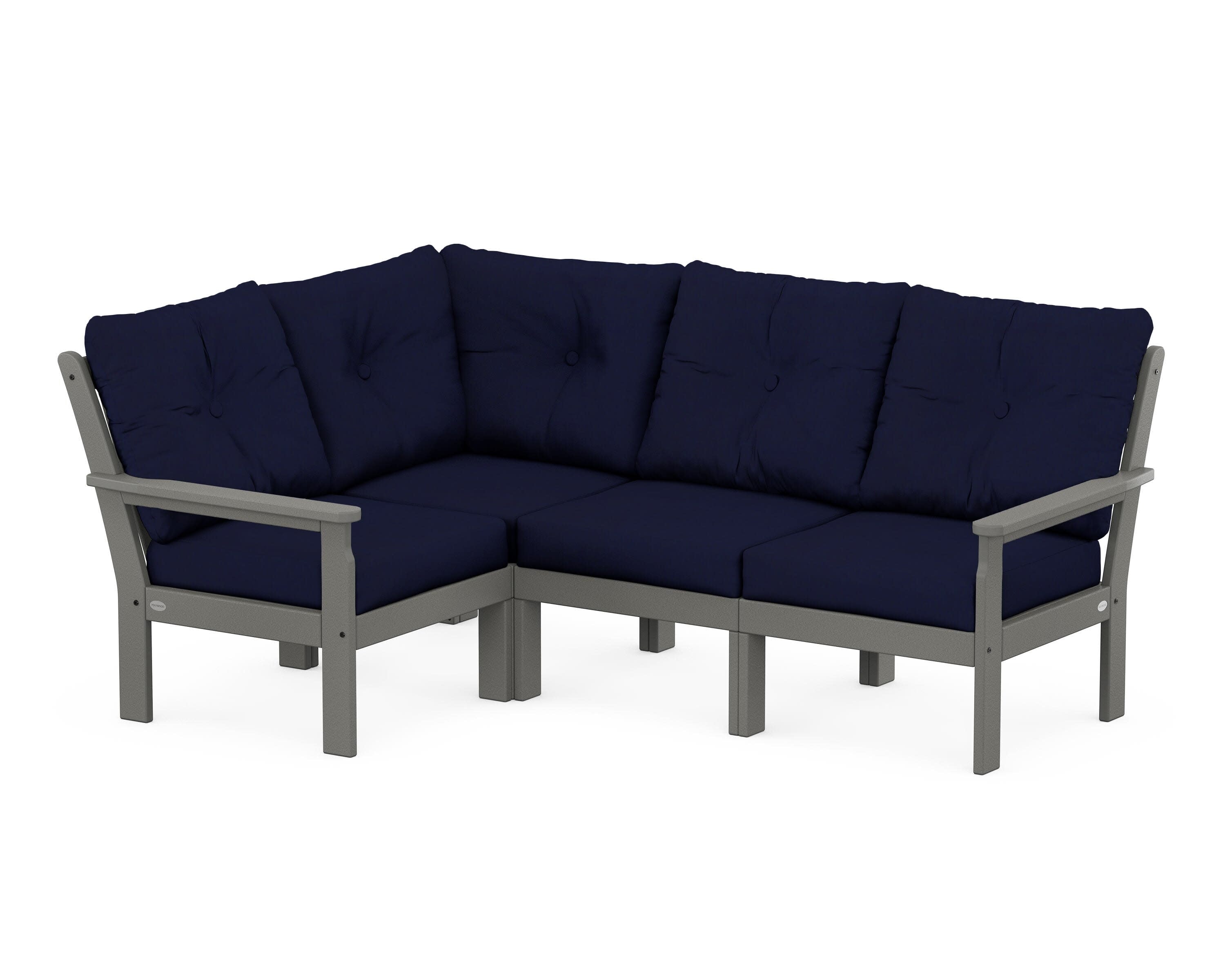 Vineyard 4-Piece Sectional in Slate Grey / Navy