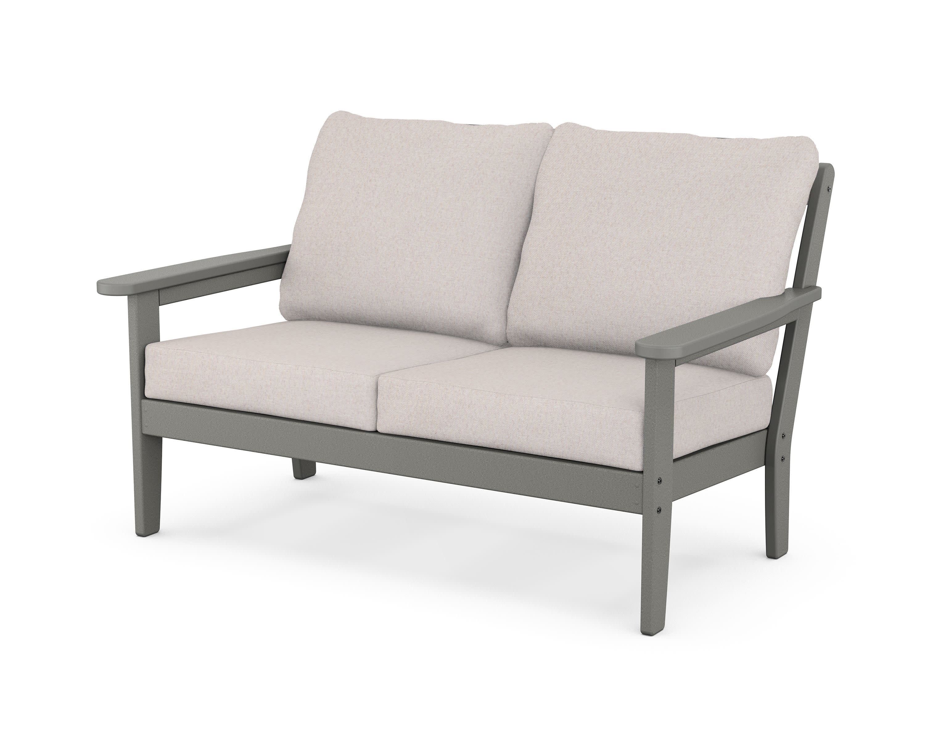 Cottage Deep Seating Loveseat in Slate Grey / Dune Burlap