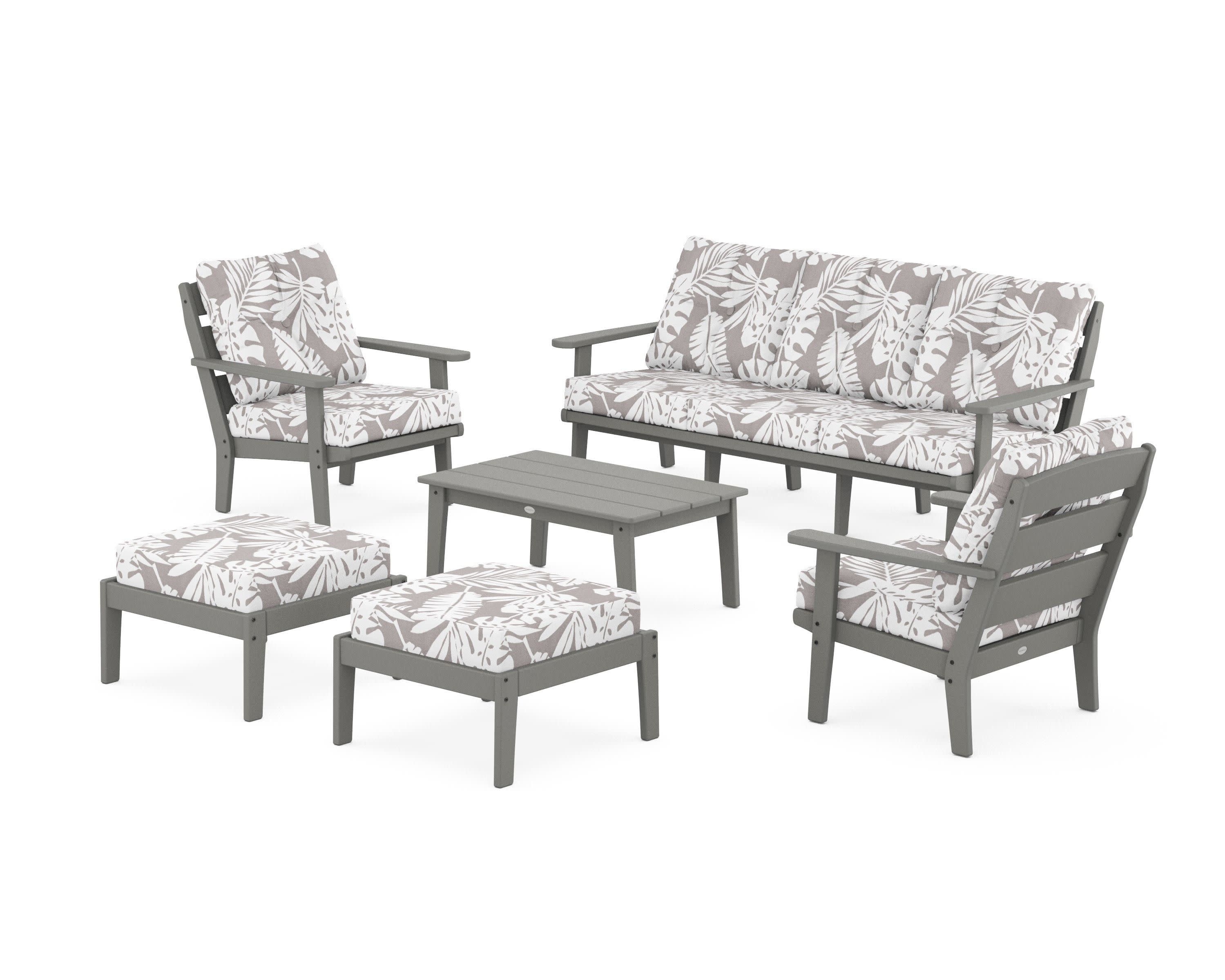 Lakeside 6-Piece Lounge Sofa Set in Slate Grey / Leaf Grey Mist
