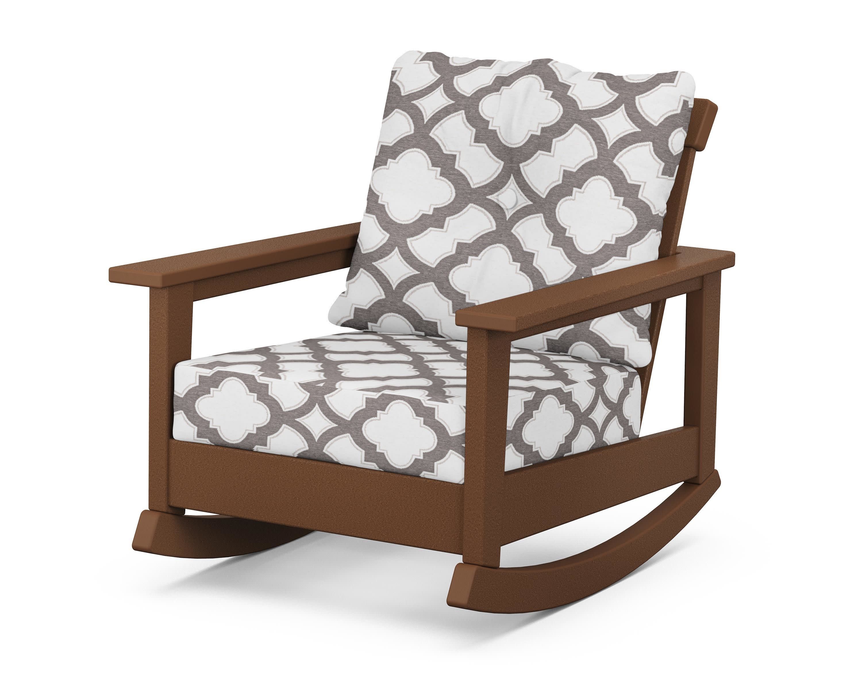 Prescott Deep Seating Rocking Chair in Teak / Trellis Grey Mist