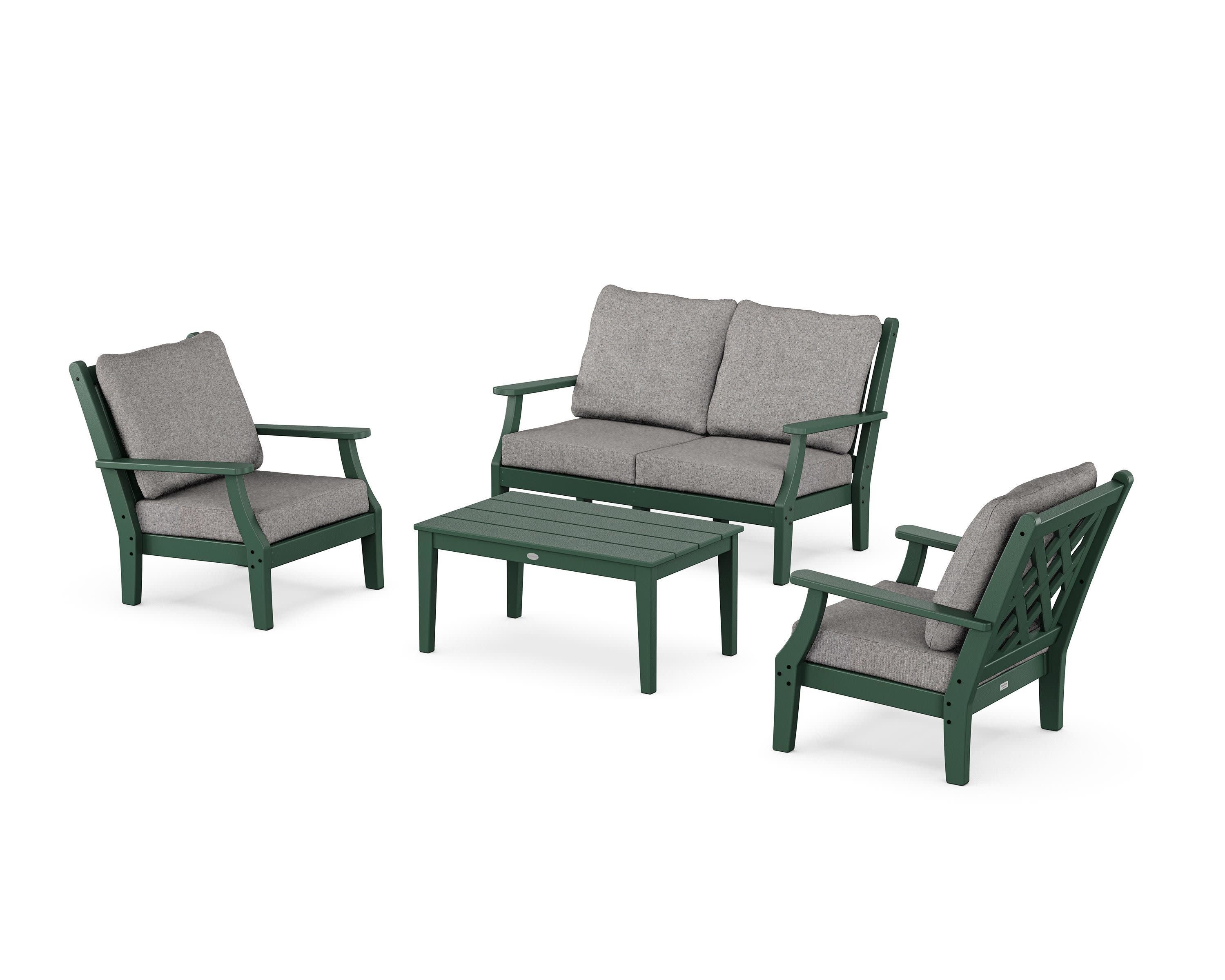 Wovendale 4-Piece Deep Seating Set with Loveseat in Green / Grey Mist