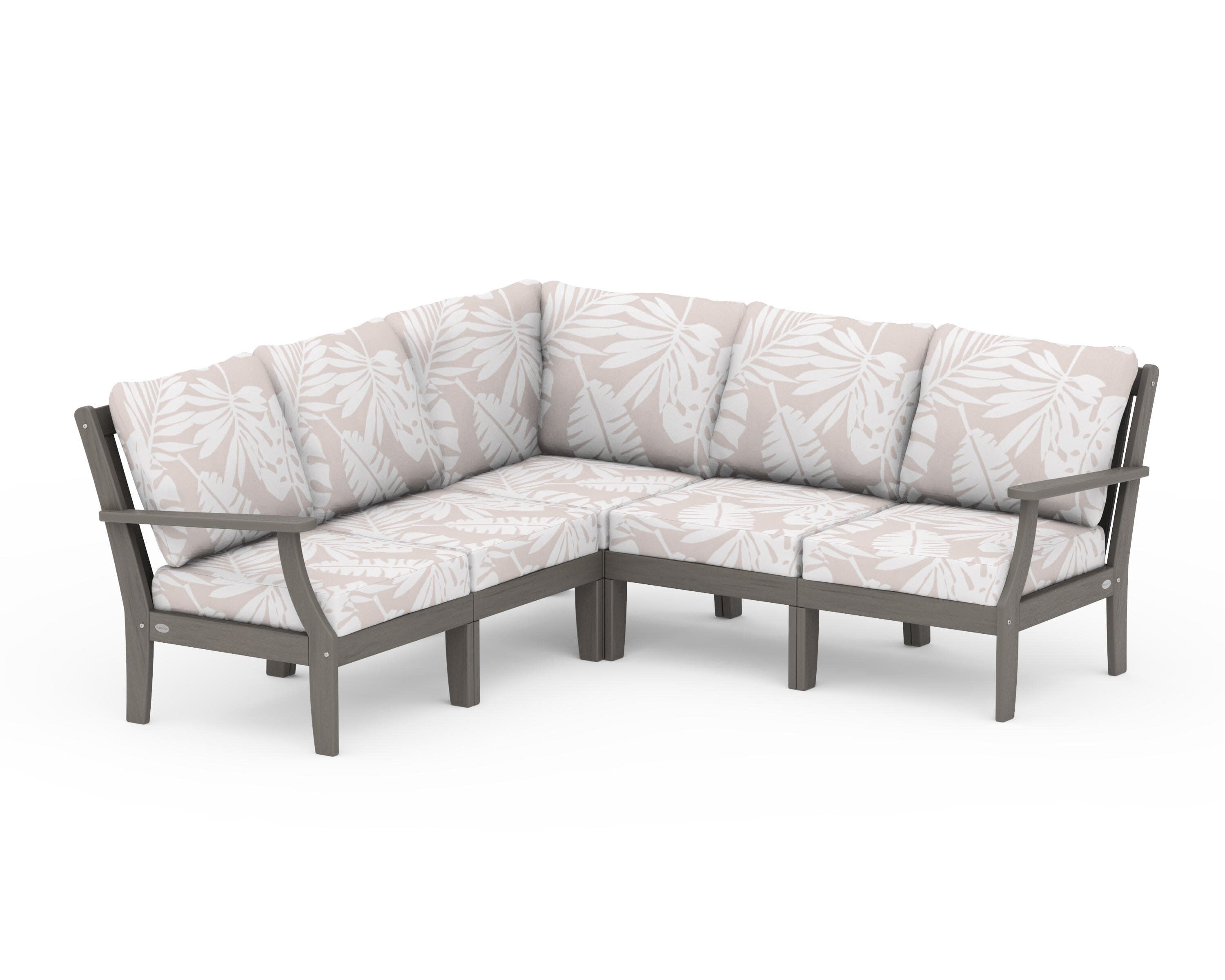 Braxton Modular 5-Piece Deep Seating Set in Driftwood / Leaf Dune Burlap