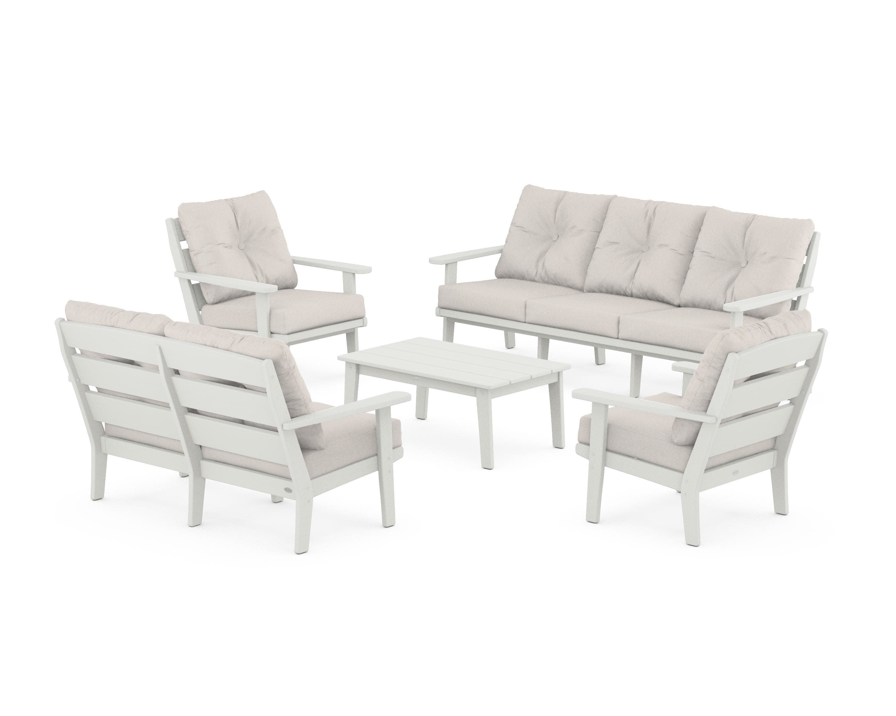 Lakeside 5-Piece Lounge Sofa Set in Vintage White / Cast Ash