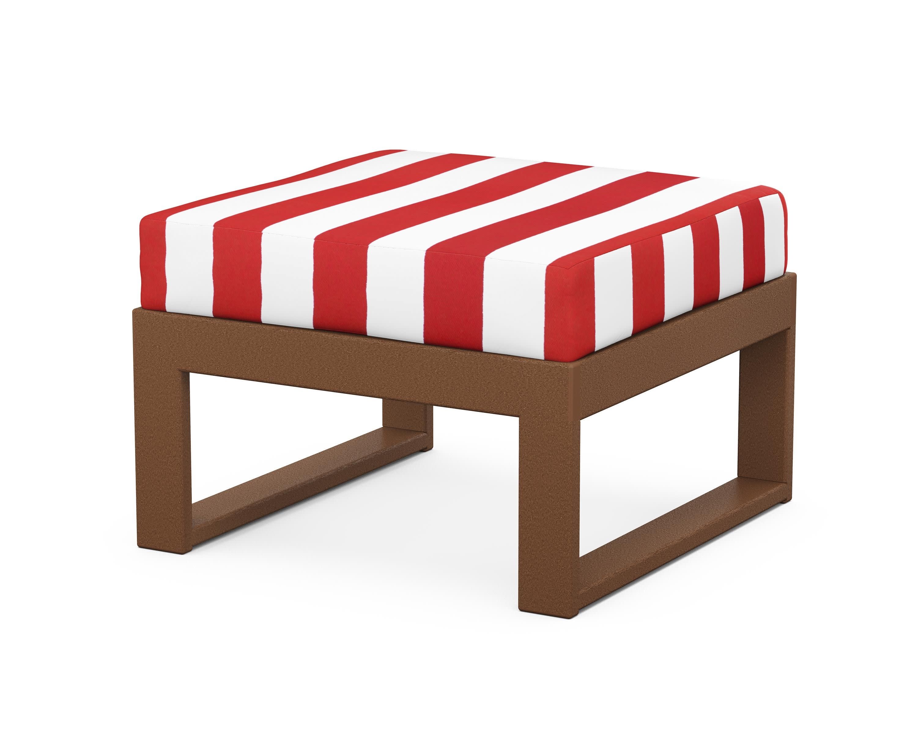 Modular Ottoman - Modern in Teak / Cabana Stripe Crimson