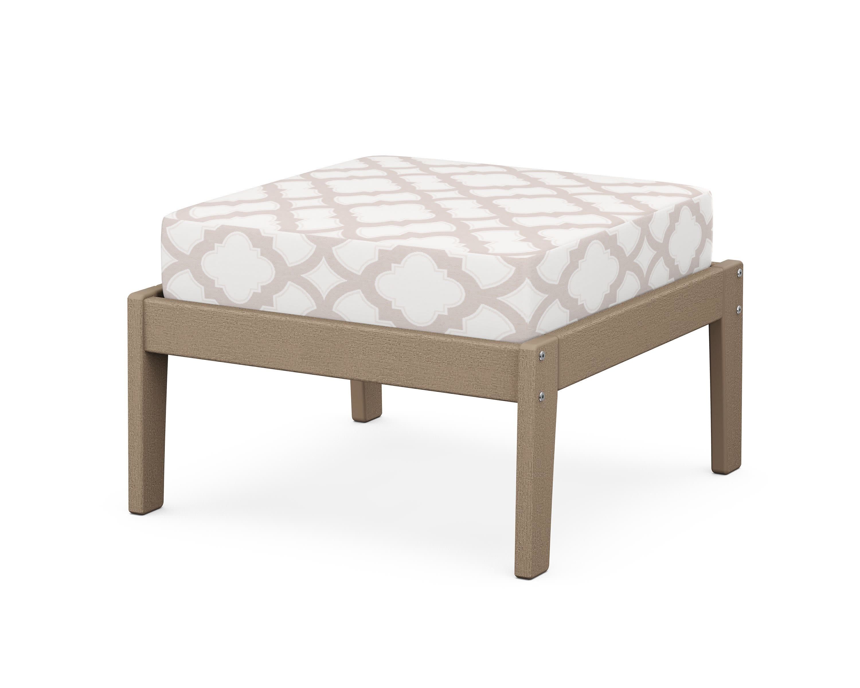 Deep Seating Ottoman in Vintage Sahara / Trellis Dune Burlap