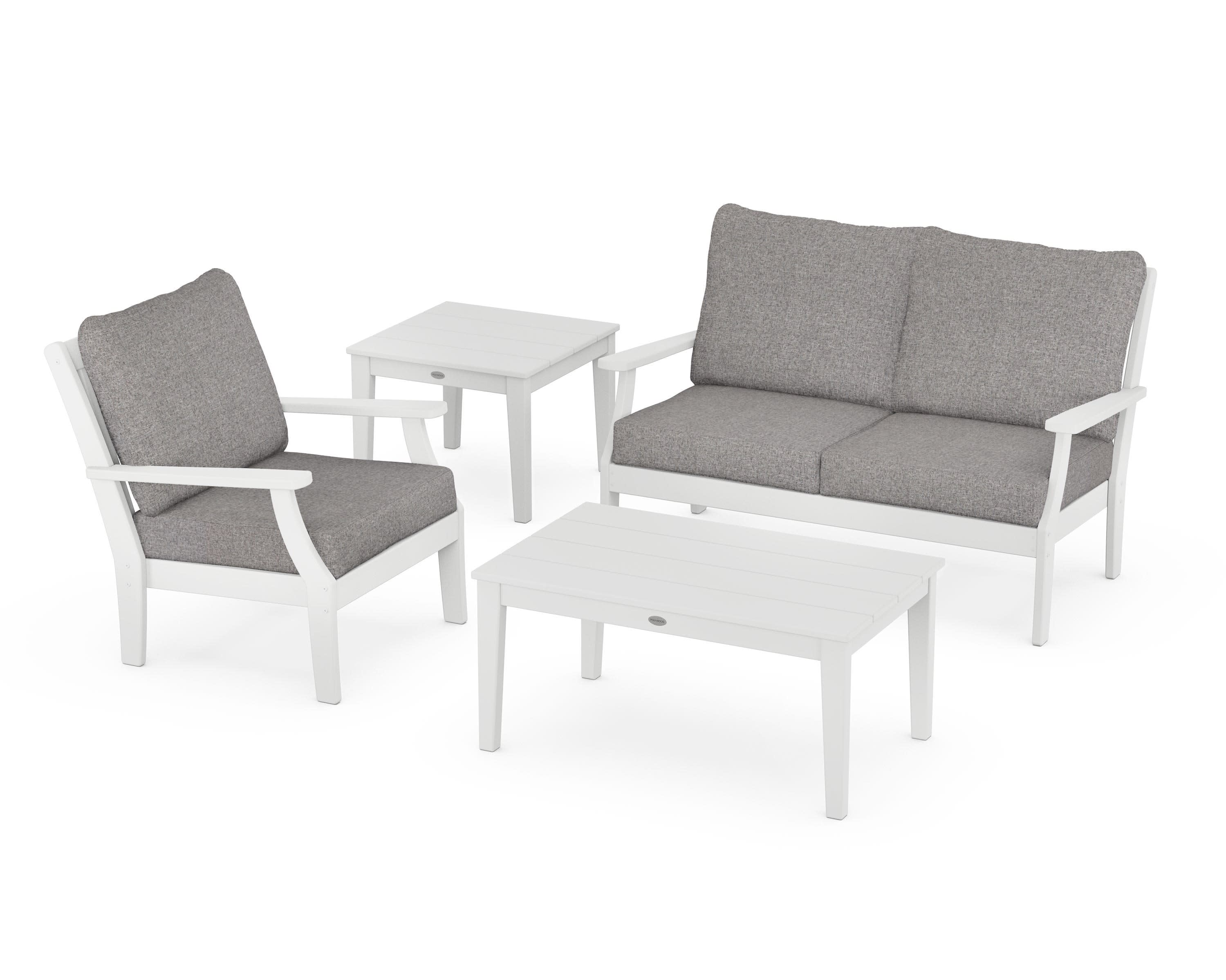 Braxton 4-Piece Deep Seating Set in White / Grey Mist