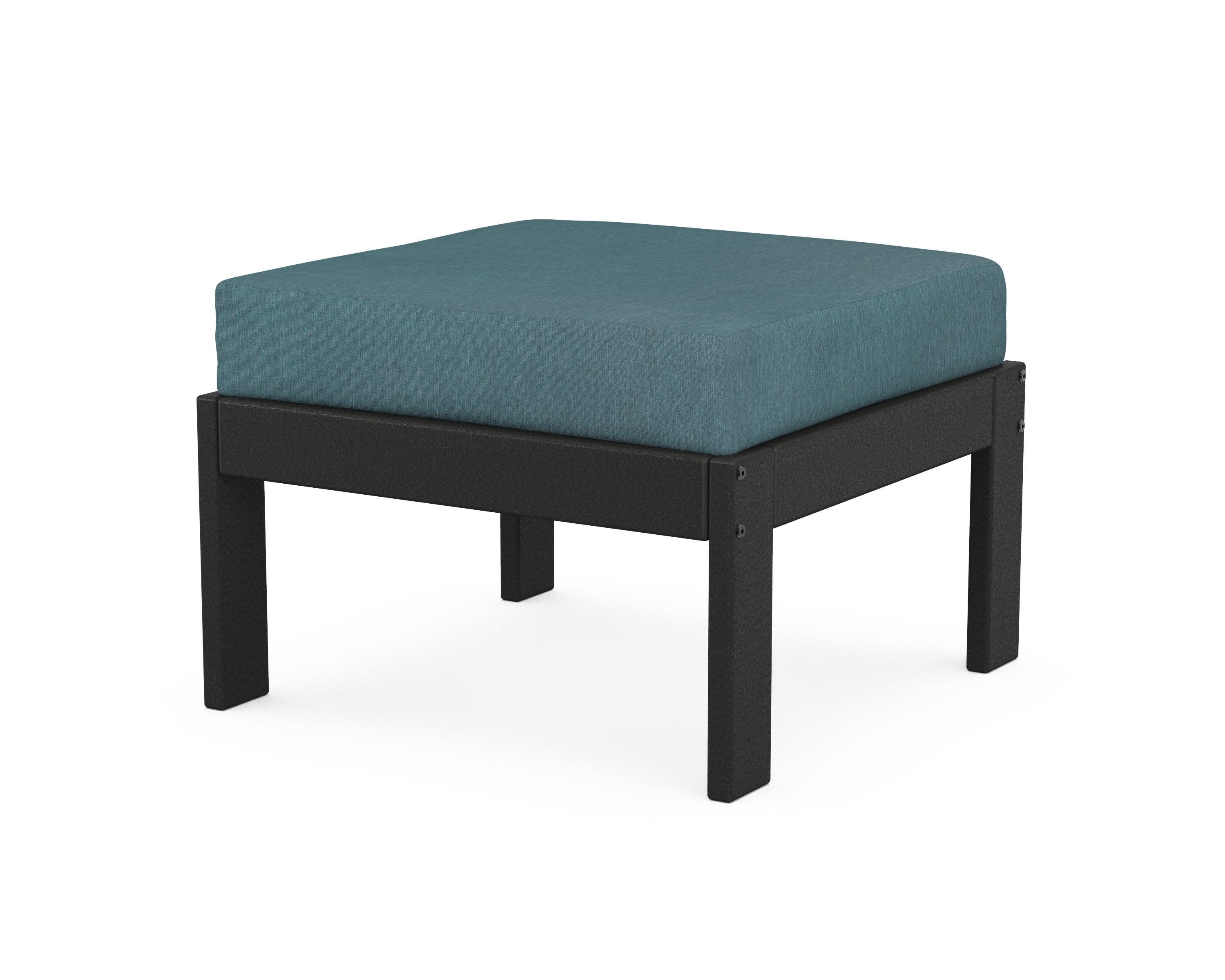 Vineyard Modular Ottoman in Black / Ocean Teal