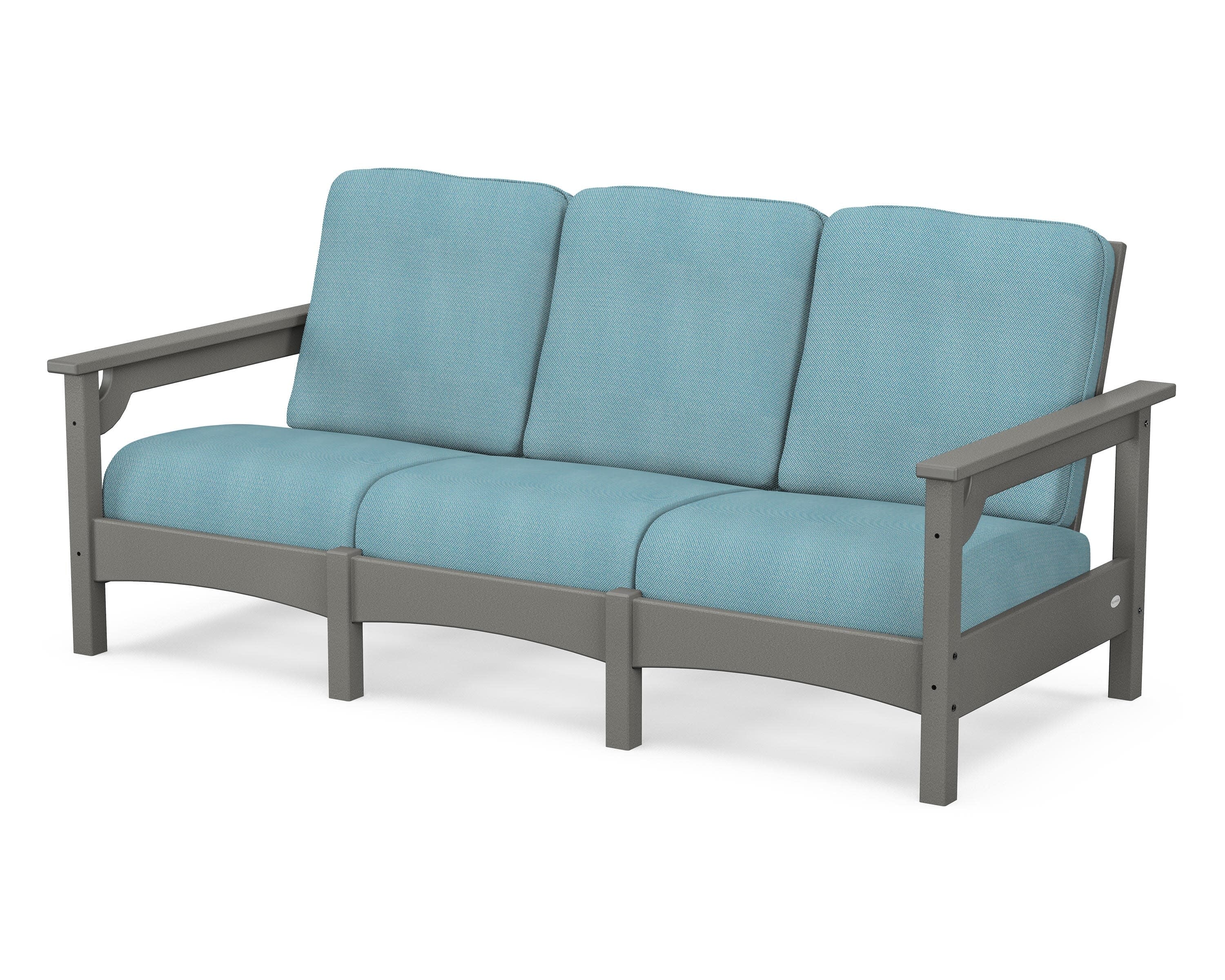 Club Sofa in Slate Grey / Lattice Sky Blue
