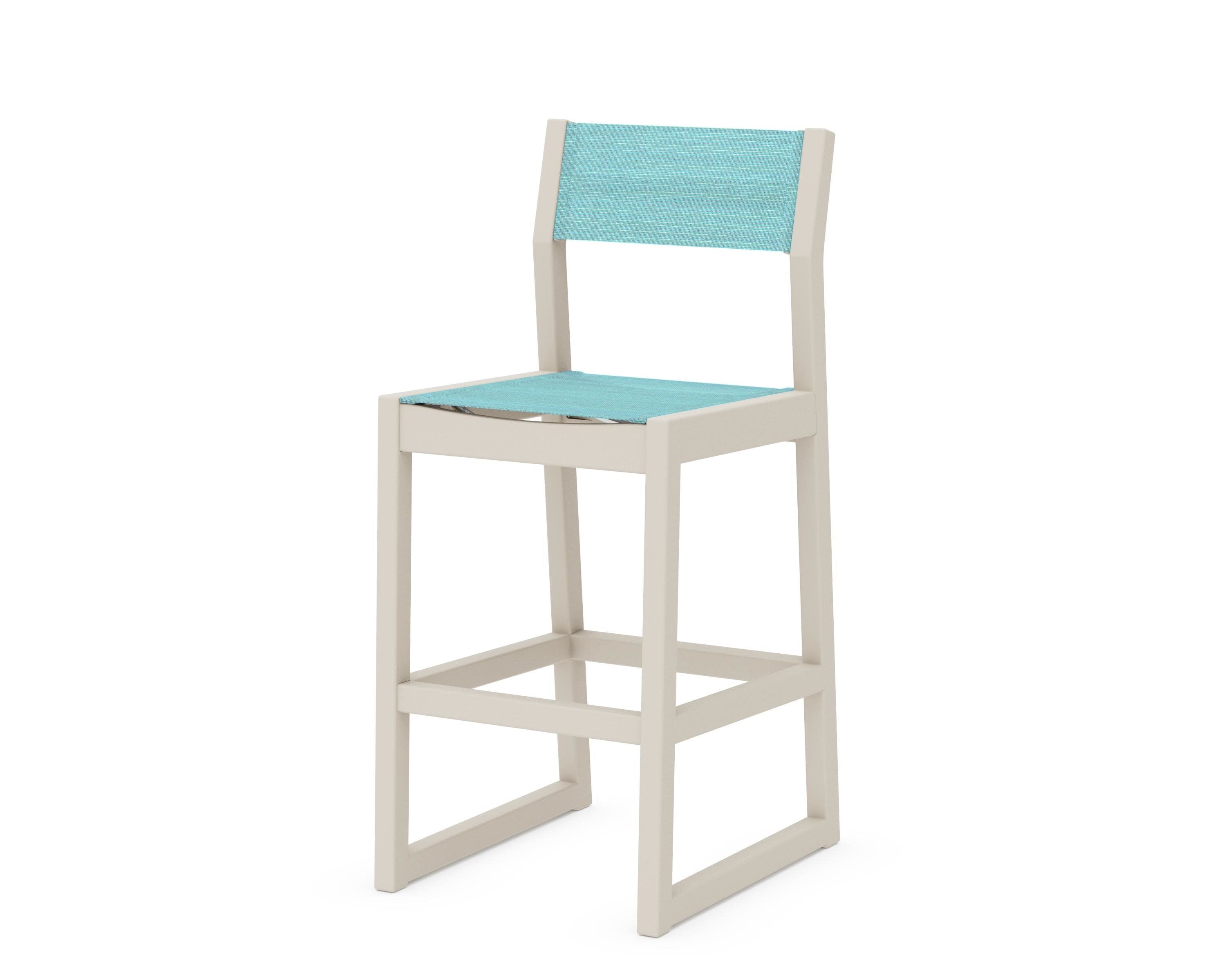 EDGE Sling Bar Side Chair in Sand / Dupioni Aquamarine Sling