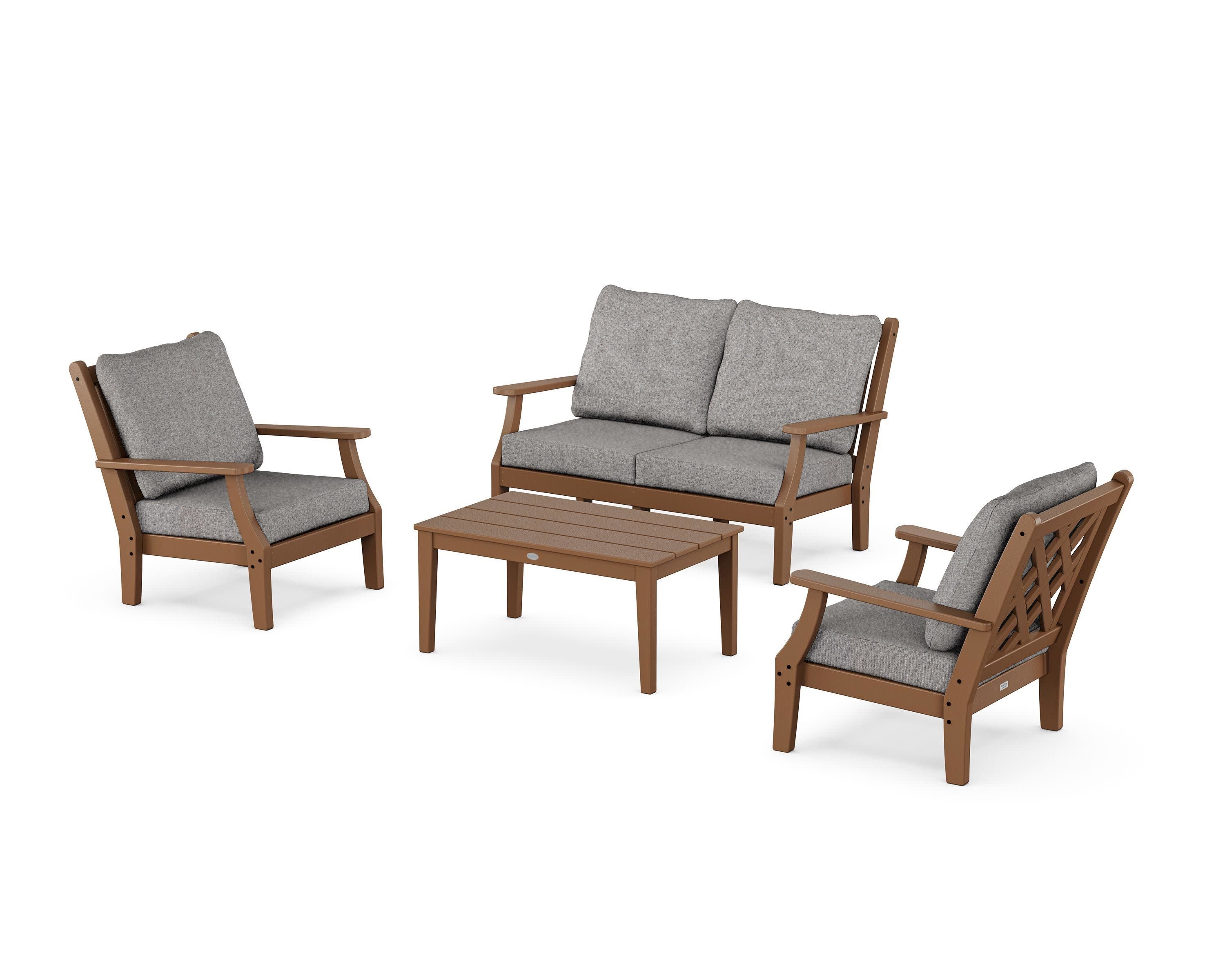 Wovendale 4-Piece Deep Seating Set with Loveseat in Teak / Grey Mist