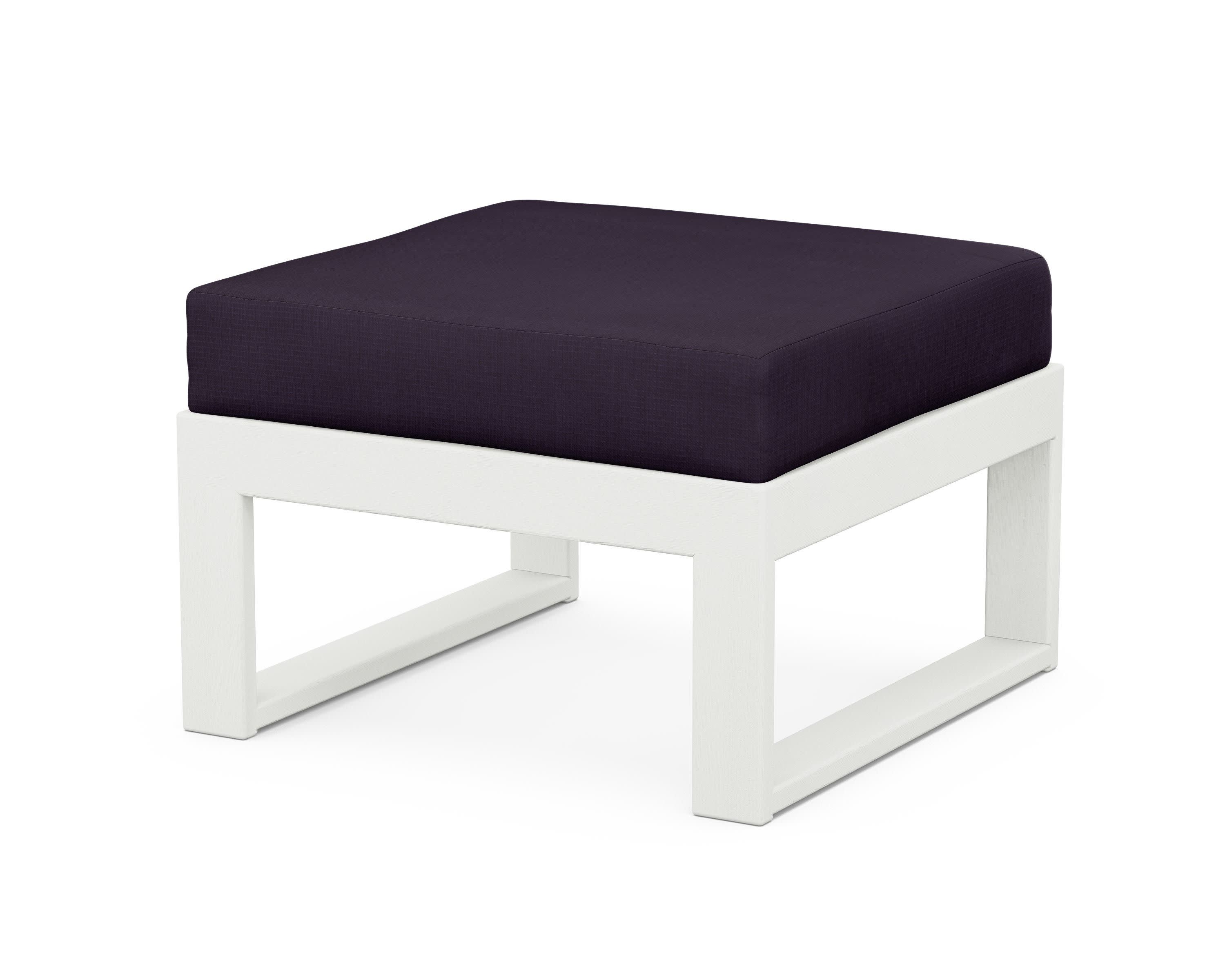 Modular Ottoman - Modern in Vintage White / Navy Linen