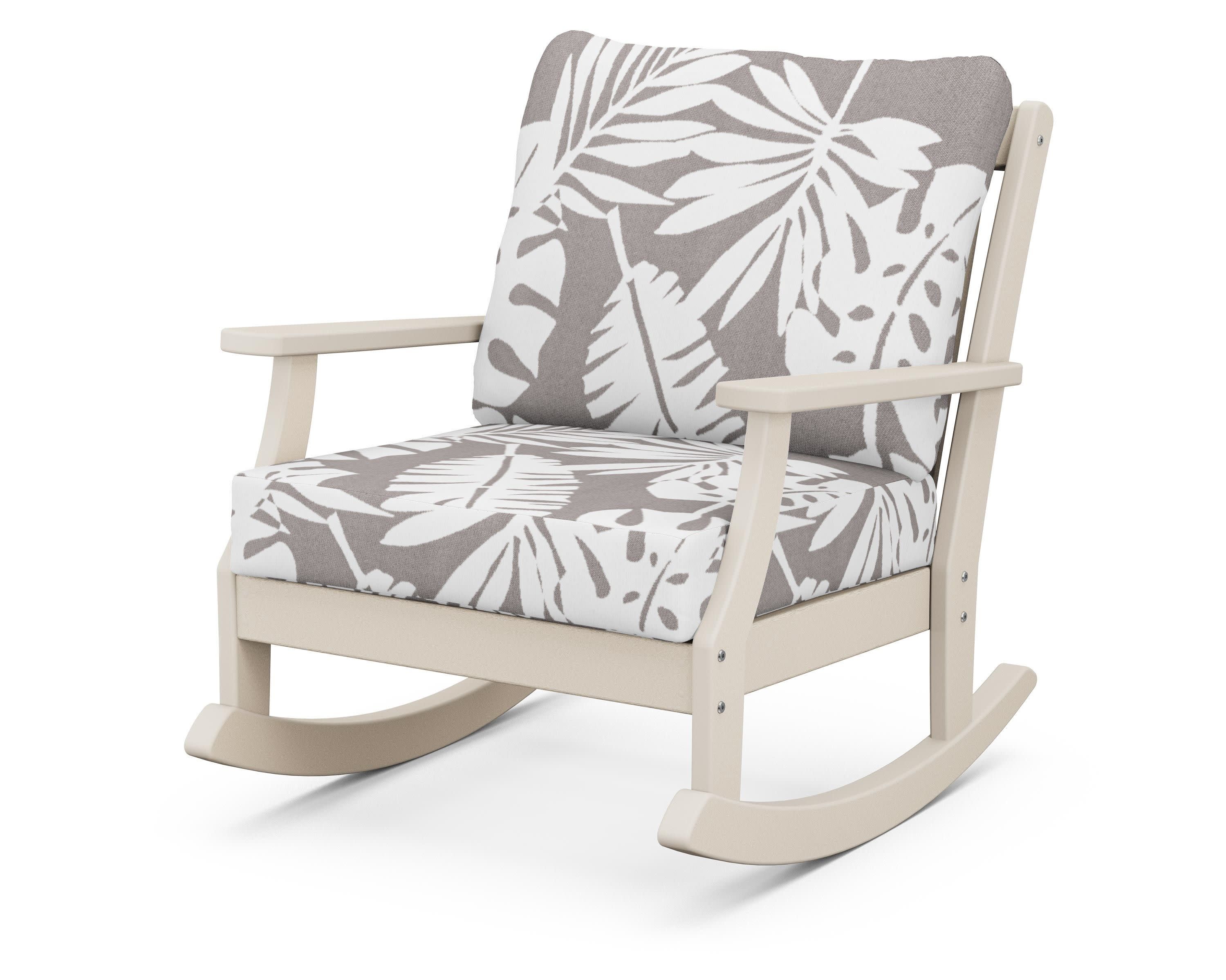 Braxton Deep Seating Rocking Chair in Sand / Leaf Grey Mist