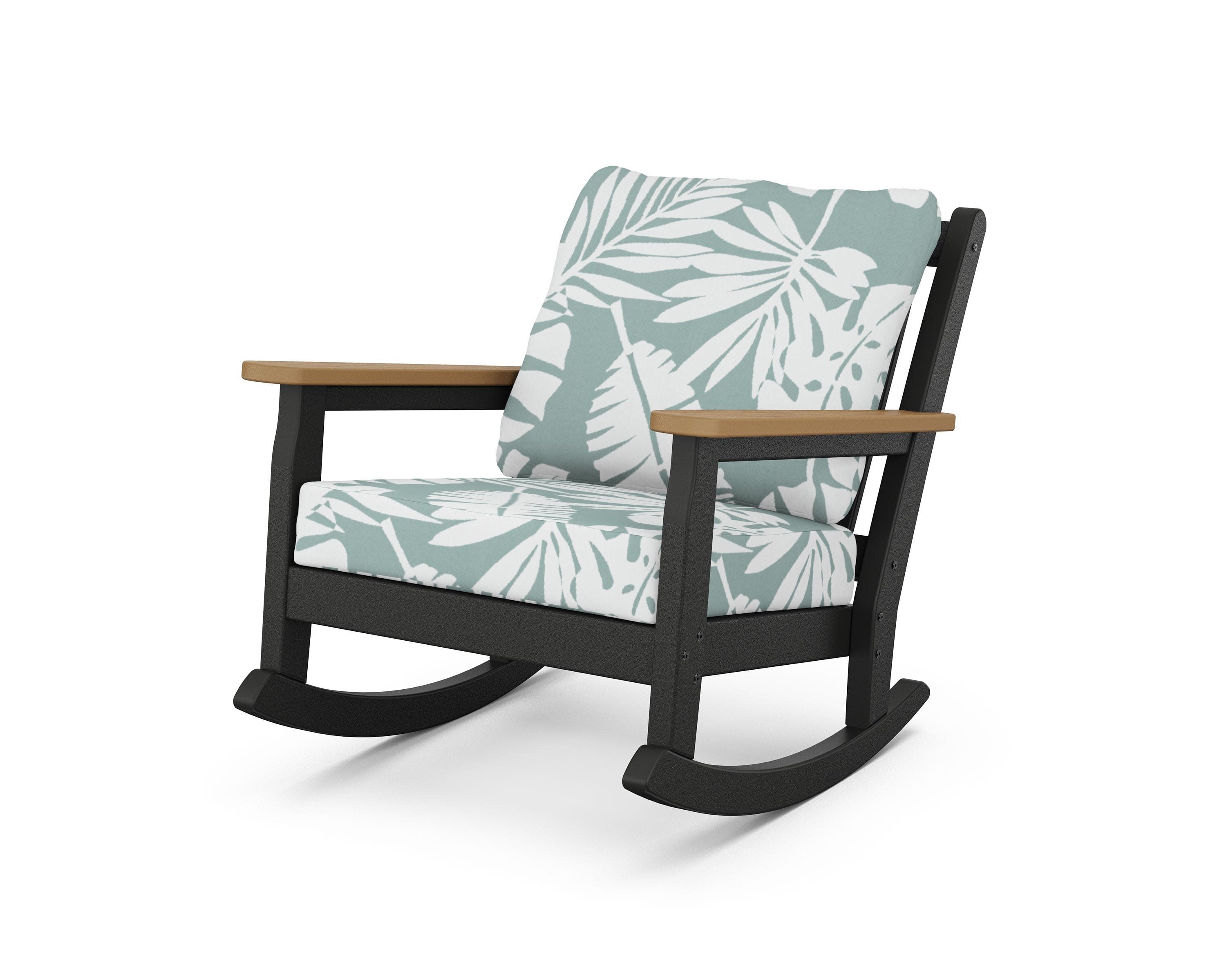 Chippendale Deep Seating Rocking Chair in Black / Natural / Leaf Glacier Spa