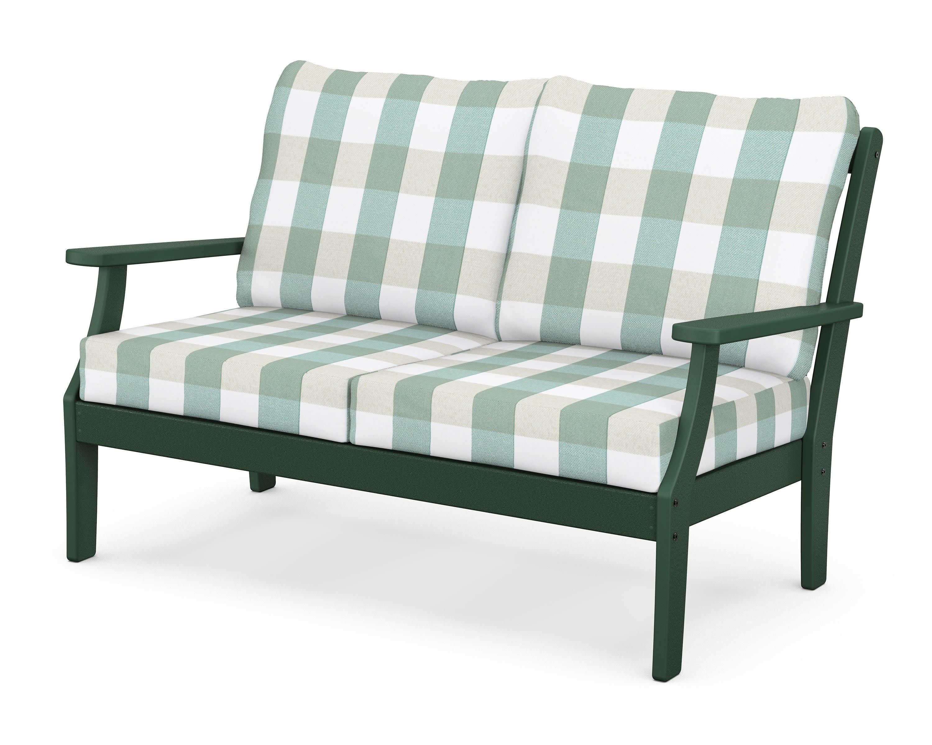 Braxton Deep Seating Loveseat in Green / Buffalo Plaid Glacier Spa
