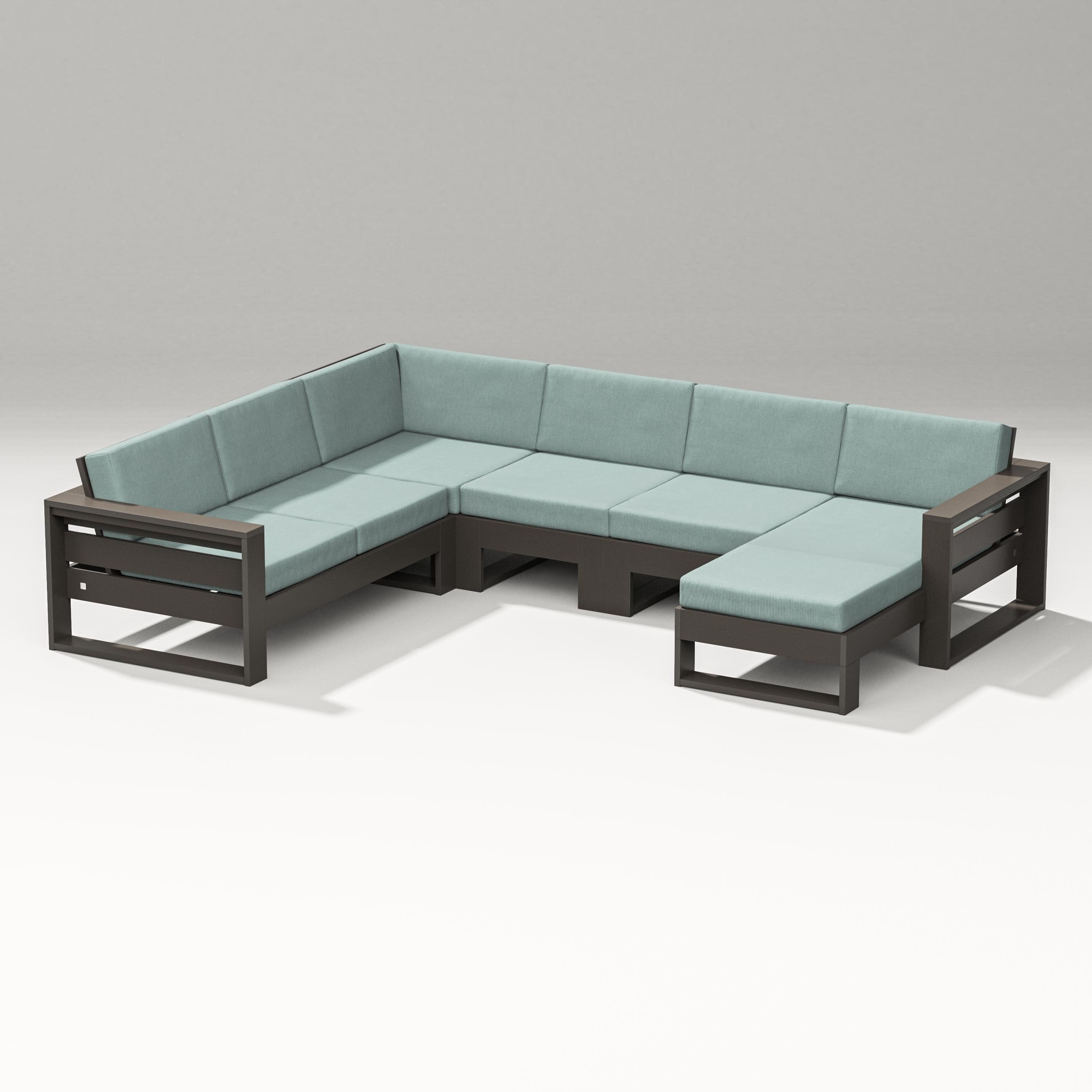 Latitude Corner Sectional with Right Chaise in Vintage Coffee / Glacier Spa