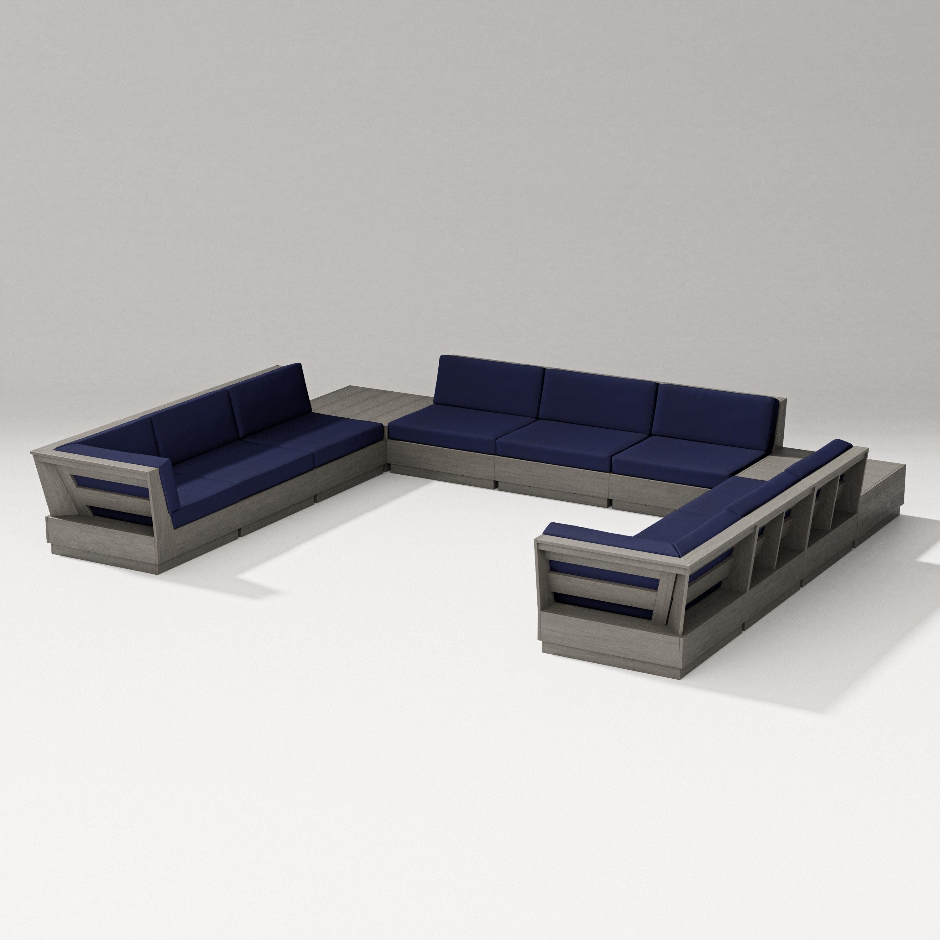 Elevate 11-Piece U-Shaped Sofa Sectional in Driftwood / Navy