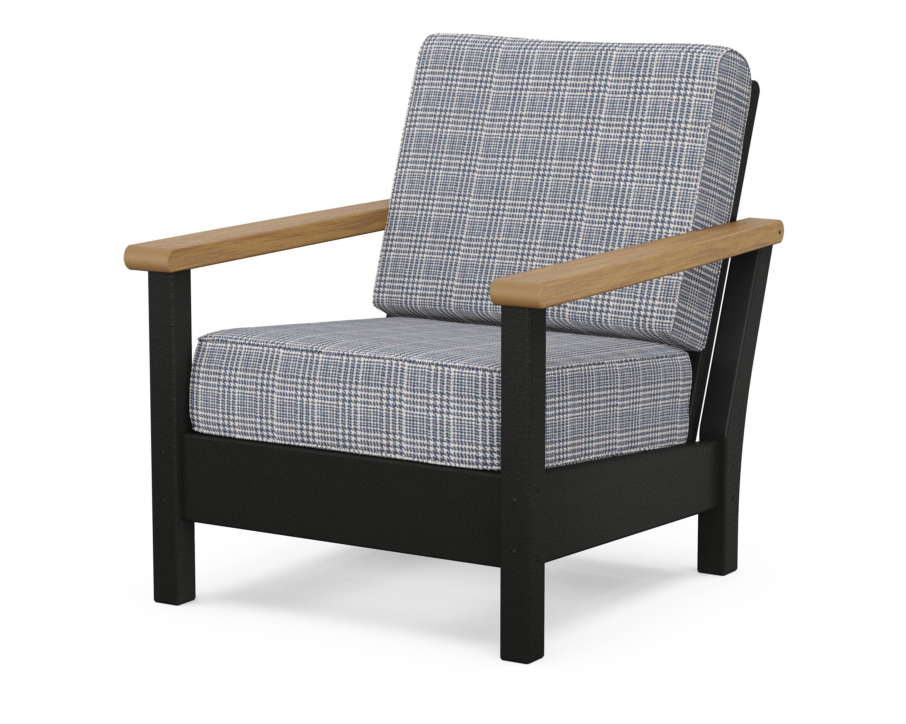 Harbour Deep Seating Chair in Black / Natural / Houndstooth Sky Blue