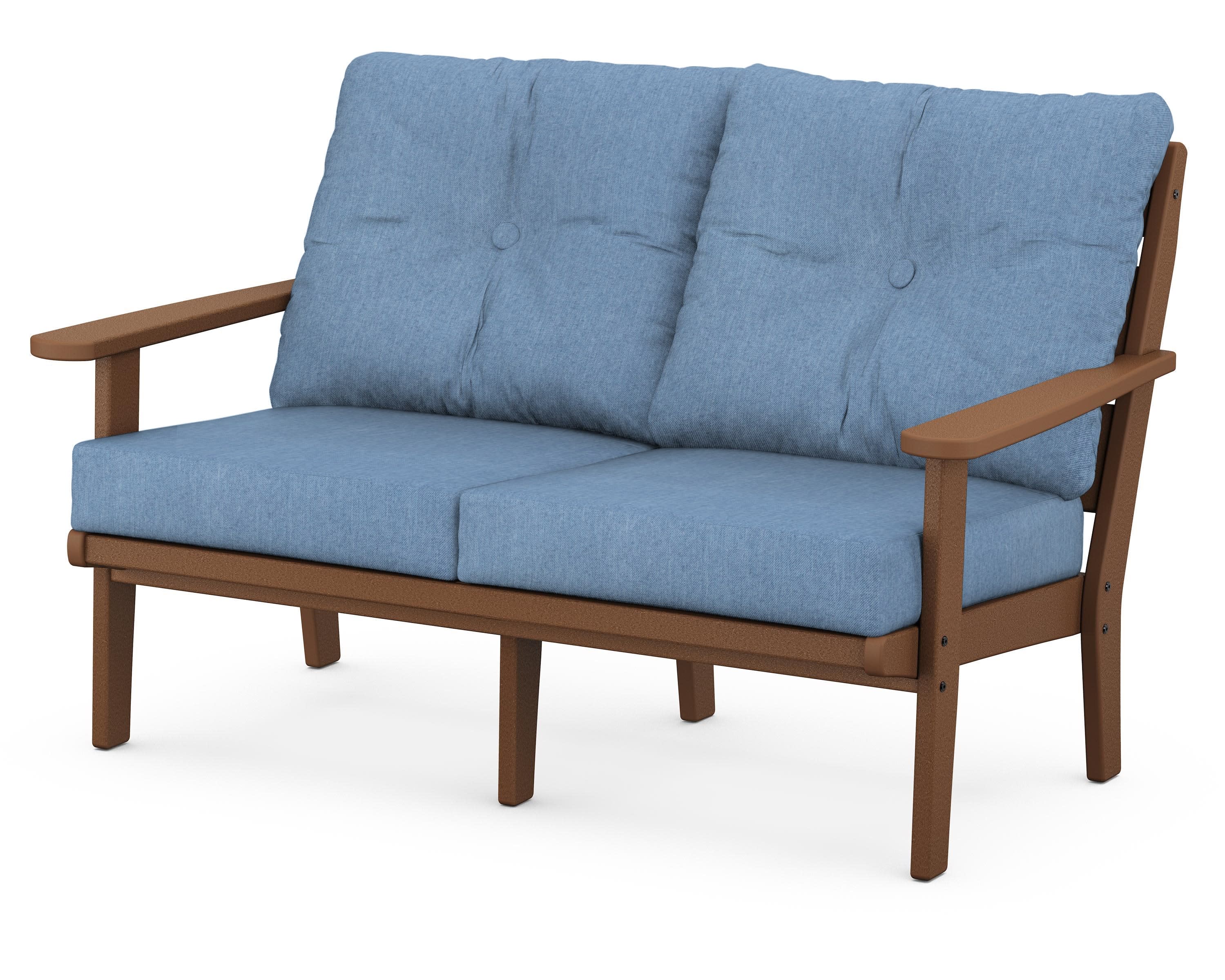 Lakeside Deep Seating Loveseat in Teak / Sky Blue
