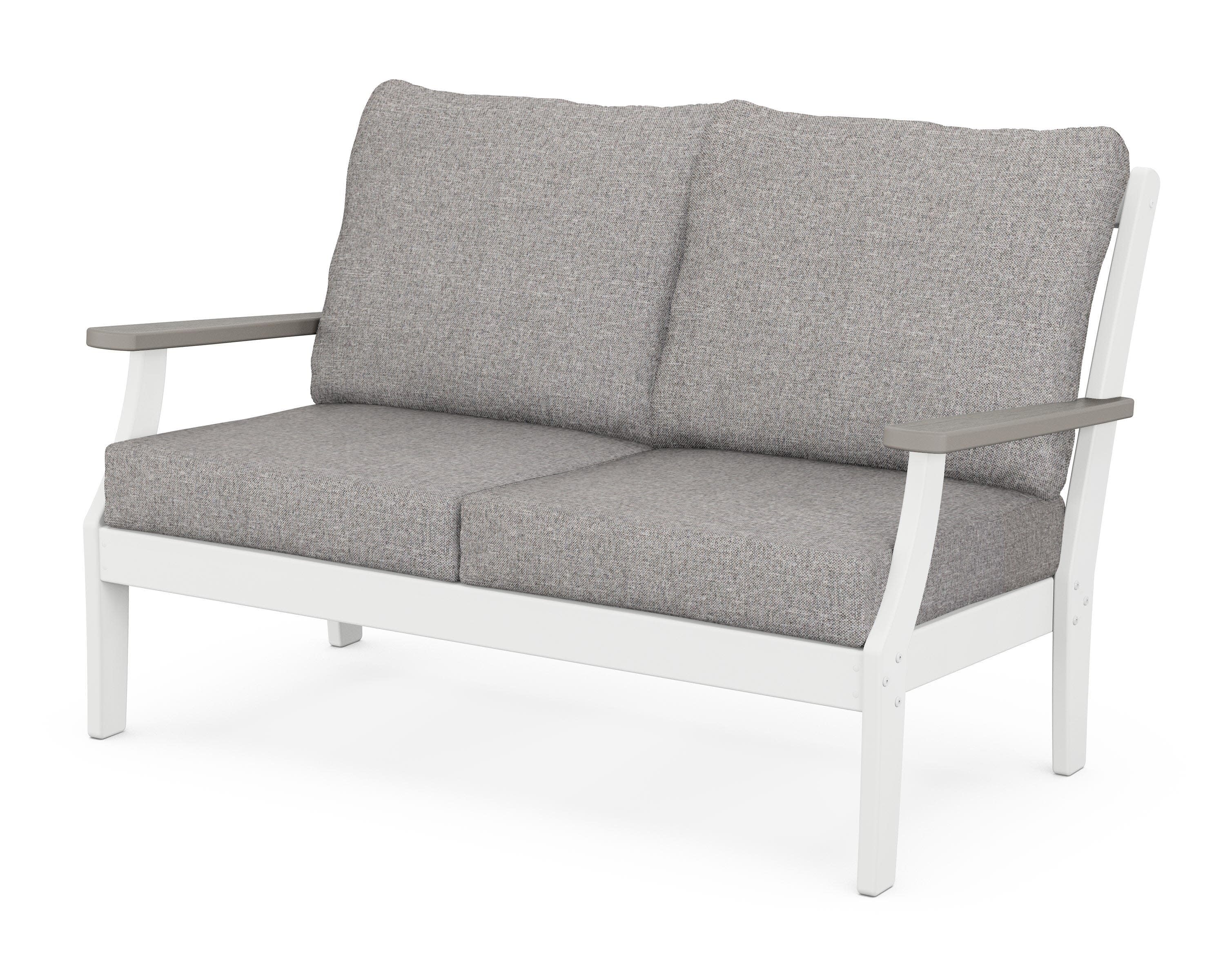 Braxton Deep Seating Loveseat in White / Driftwood / Grey Mist