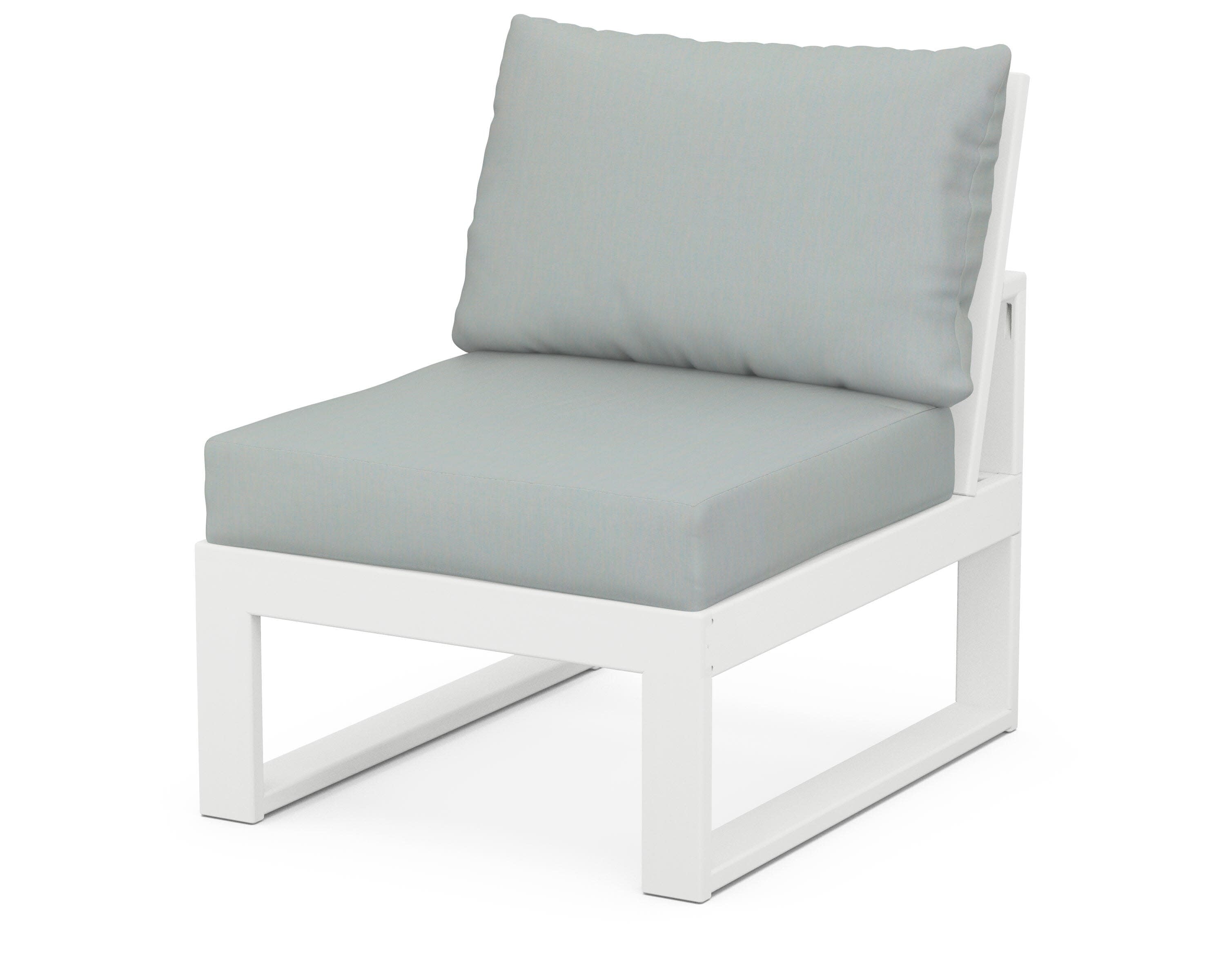 Modular Armless Chair in White / Spa