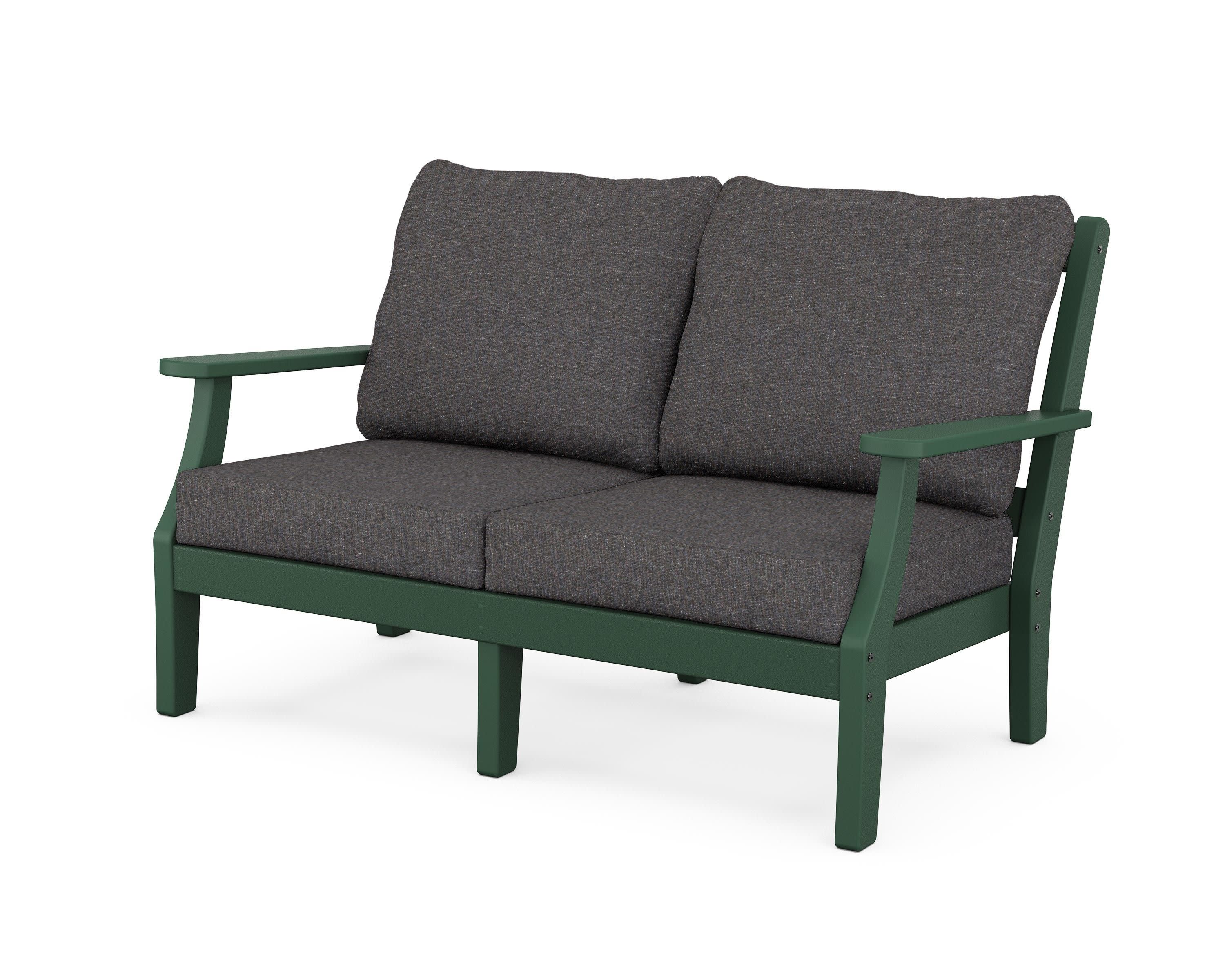 Chinoiserie Deep Seating Loveseat in Green / Ash Charcoal