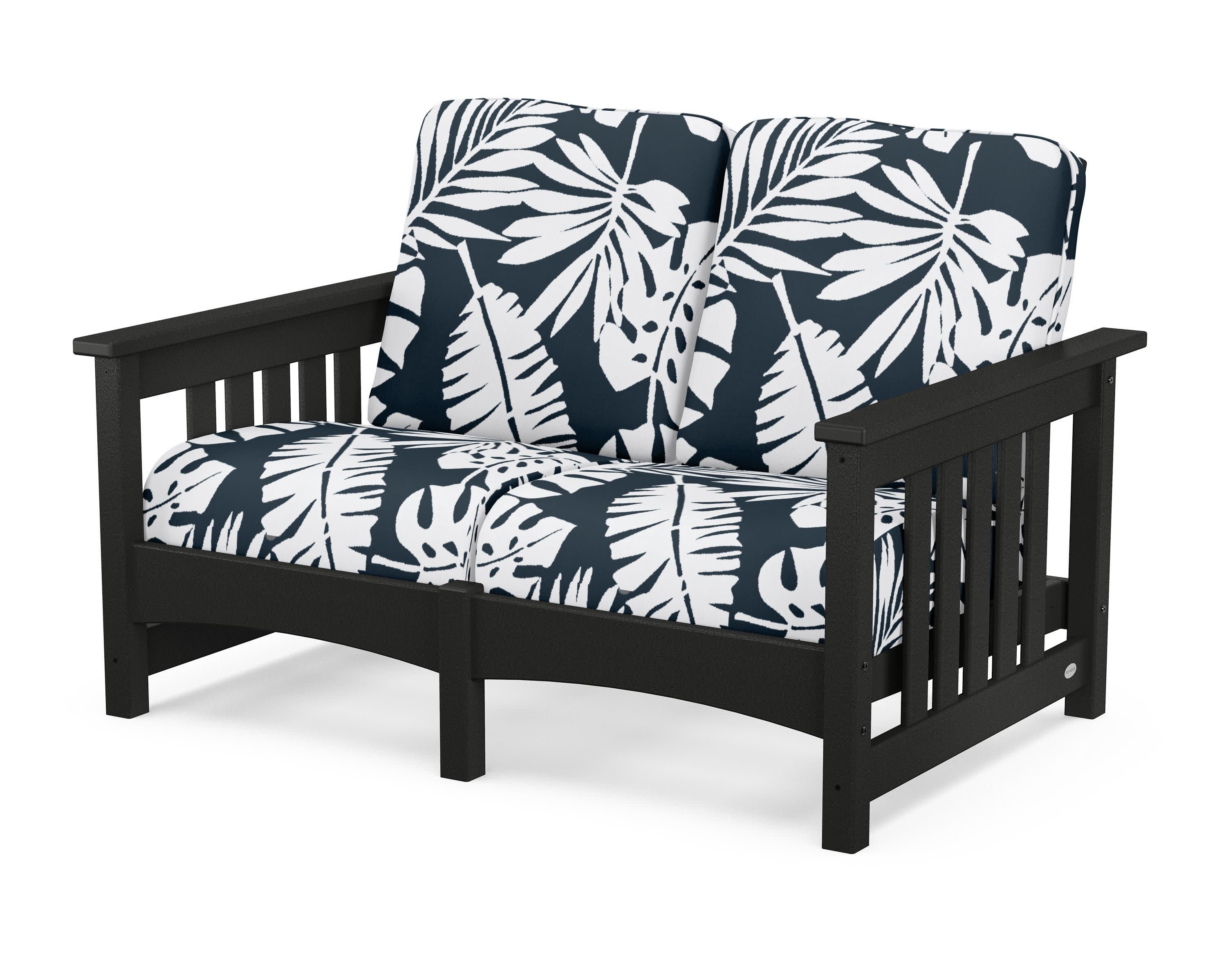 Club Mission Loveseat in Black / Leaf Marine Indigo