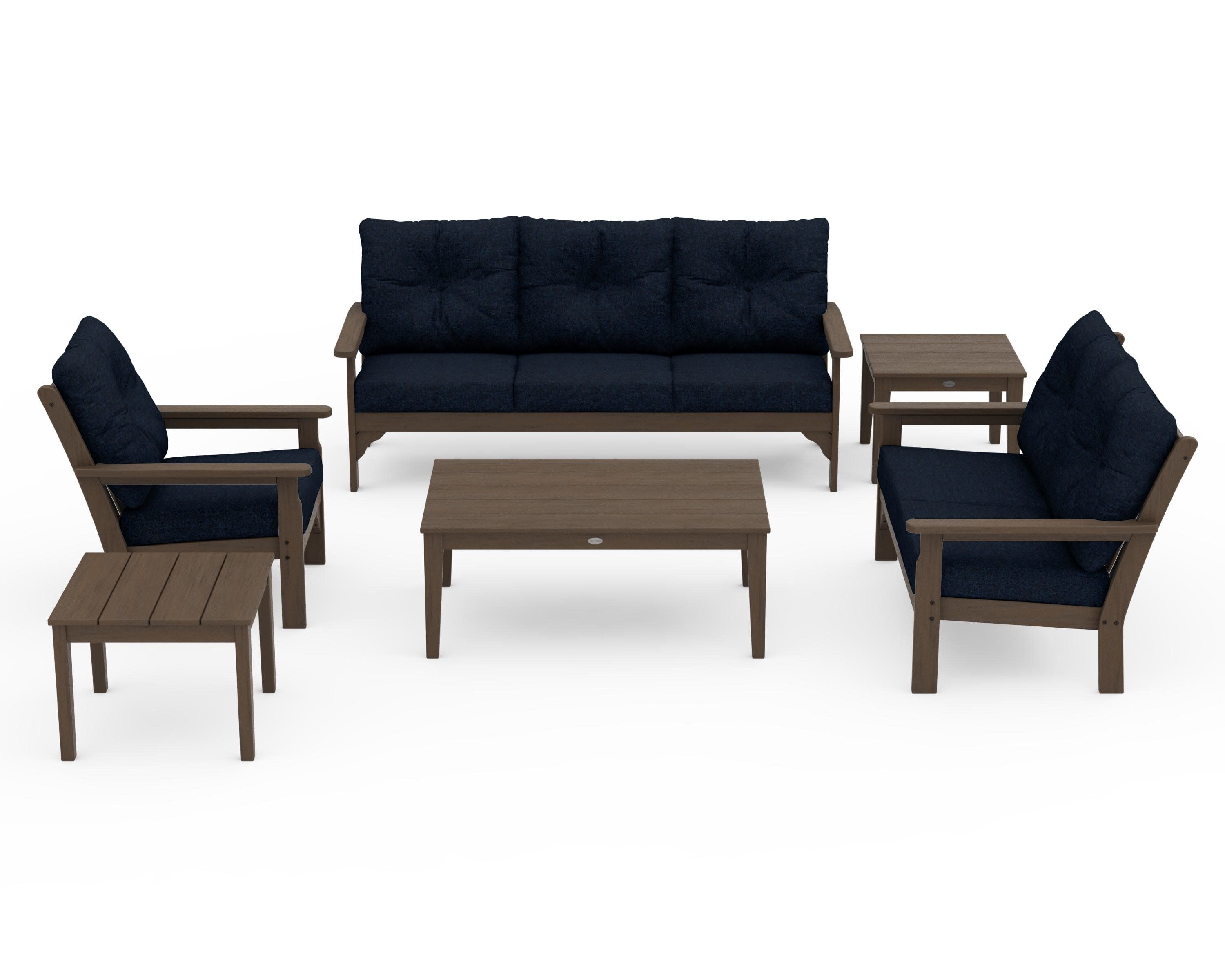 Vineyard 6-Piece Deep Seating Set in Kona / Marine Indigo